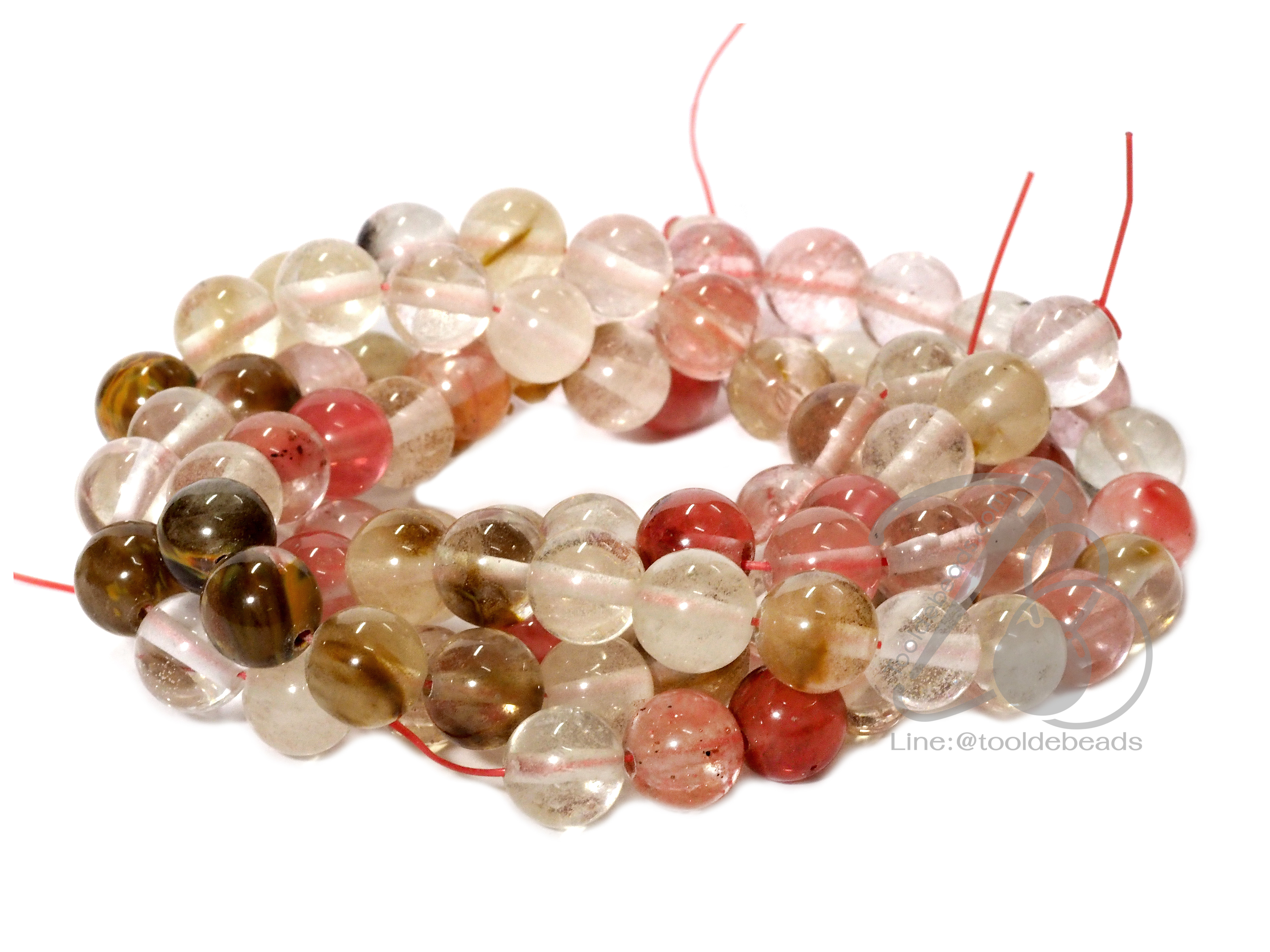 หิน fire cherry quartz 8มม. (47 เม็ด) SKU-01034