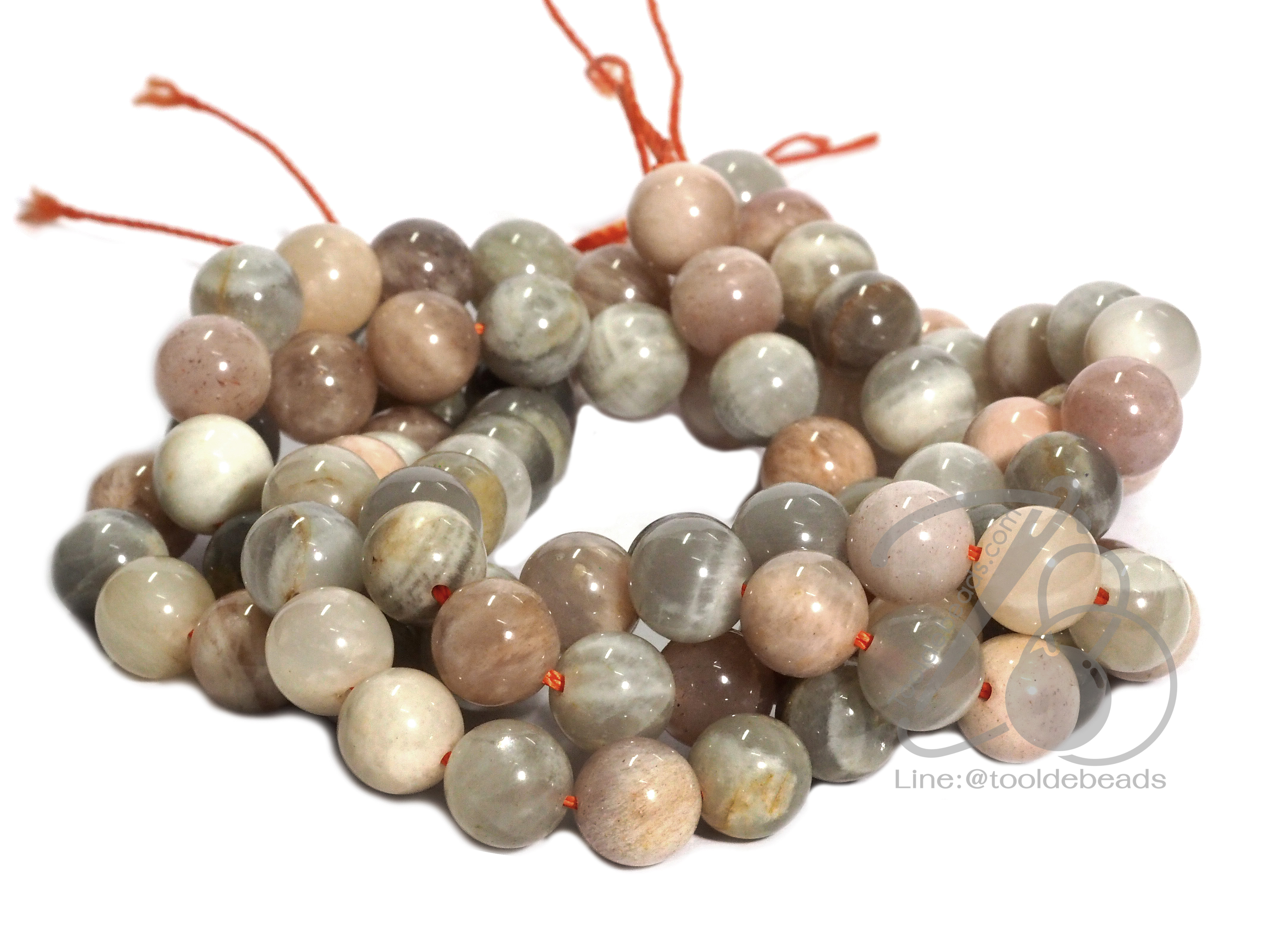 หิน Moonstone 3สี 8มม. (46 เม็ด) SKU-05756