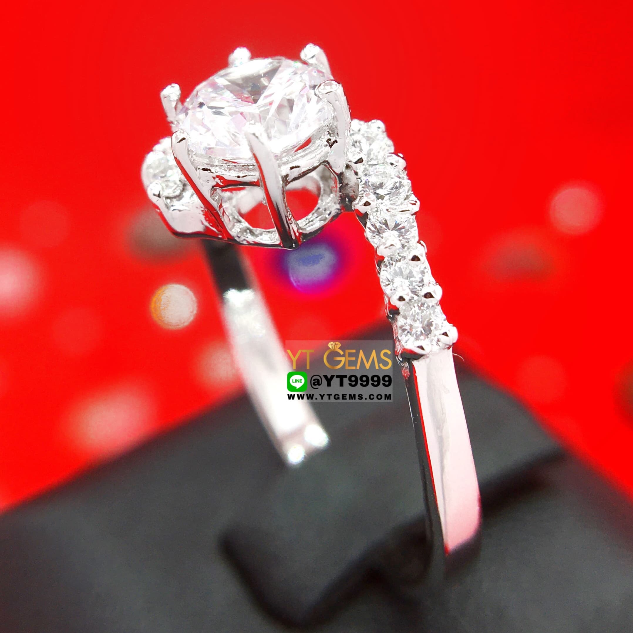 แหวนเพชร แหวนเงินแท้ ชุบทองคำขาว เพชร Swiss YTG-10438 YTGEMS
