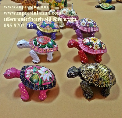 PP613 - เต่ายืนเพ้นท์ลายดอกไม้