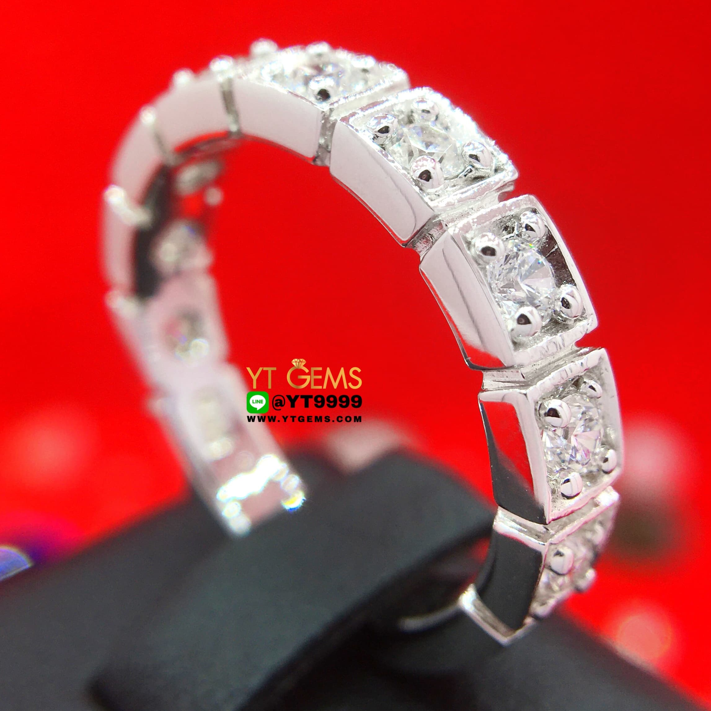 แหวนเพชร แหวนเงินแท้ ชุบทองคำขาว เพชร Swiss แหวนแถว YTG-10420 YTGEMS