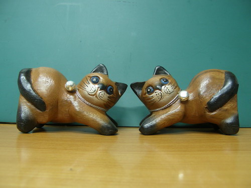 แมวไม้สัก ขนาด 3.75 นิ้ว (แพ็คคู่)