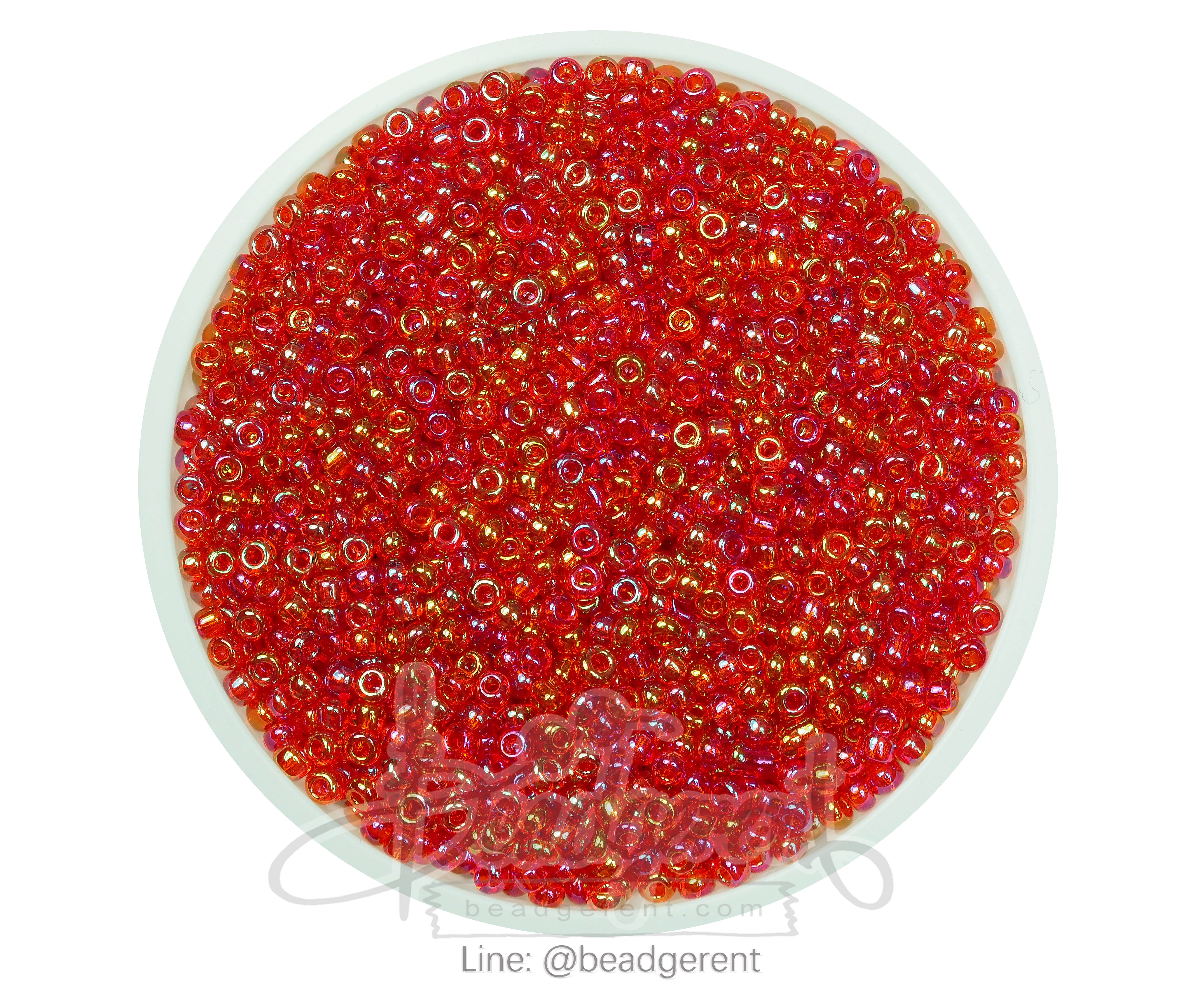 ลูกปัดเม็ดทราย 12/0 โทนรุ้ง สีแดง (450 กรัม) SKU-04157