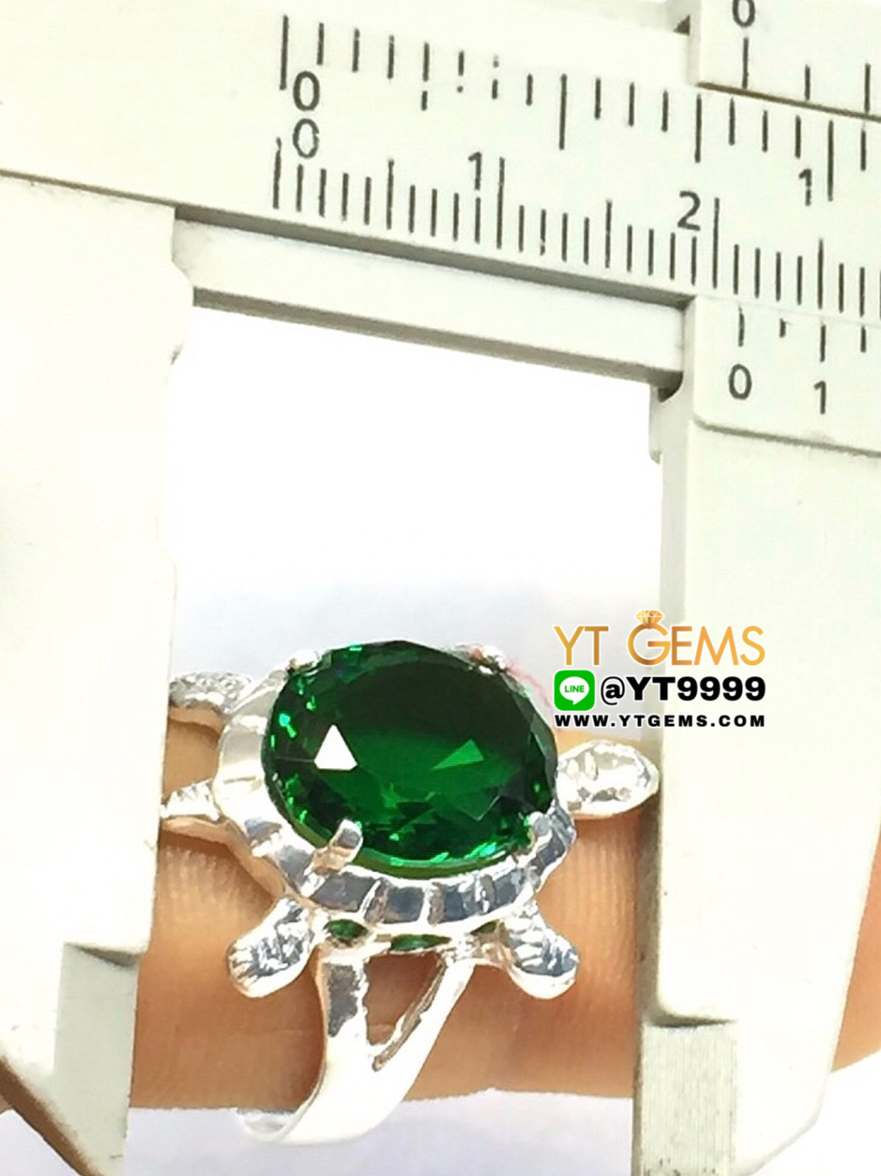 แหวนมรกต แหวนเต่า แหวนเงินแท้ 92.5% ประดับ พลอยมรกต (cz) YTG-9861 YTGEMS