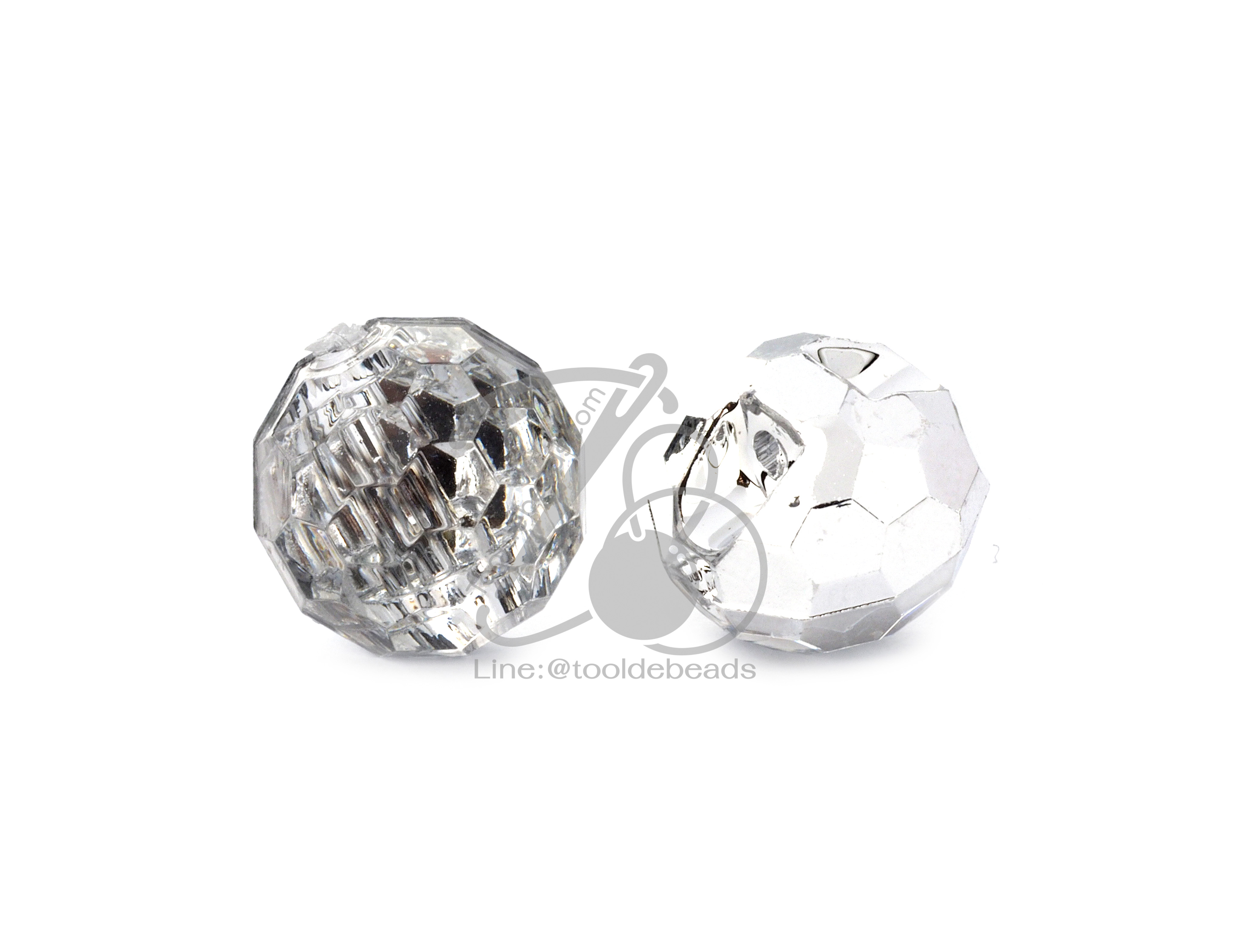 ลูกปัดเจียเพชร 12มม. ทรงกลมร้อยข้าง สีขาว (1 ชิ้น) SKU-06222