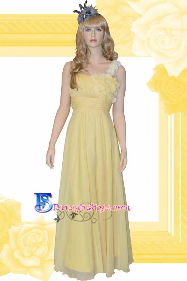 Long Dress ชุดราตรียาวสีเหลือง/ชุดเดรสยาว/ชุดออกงาน/ชุดไปงานแต่ง