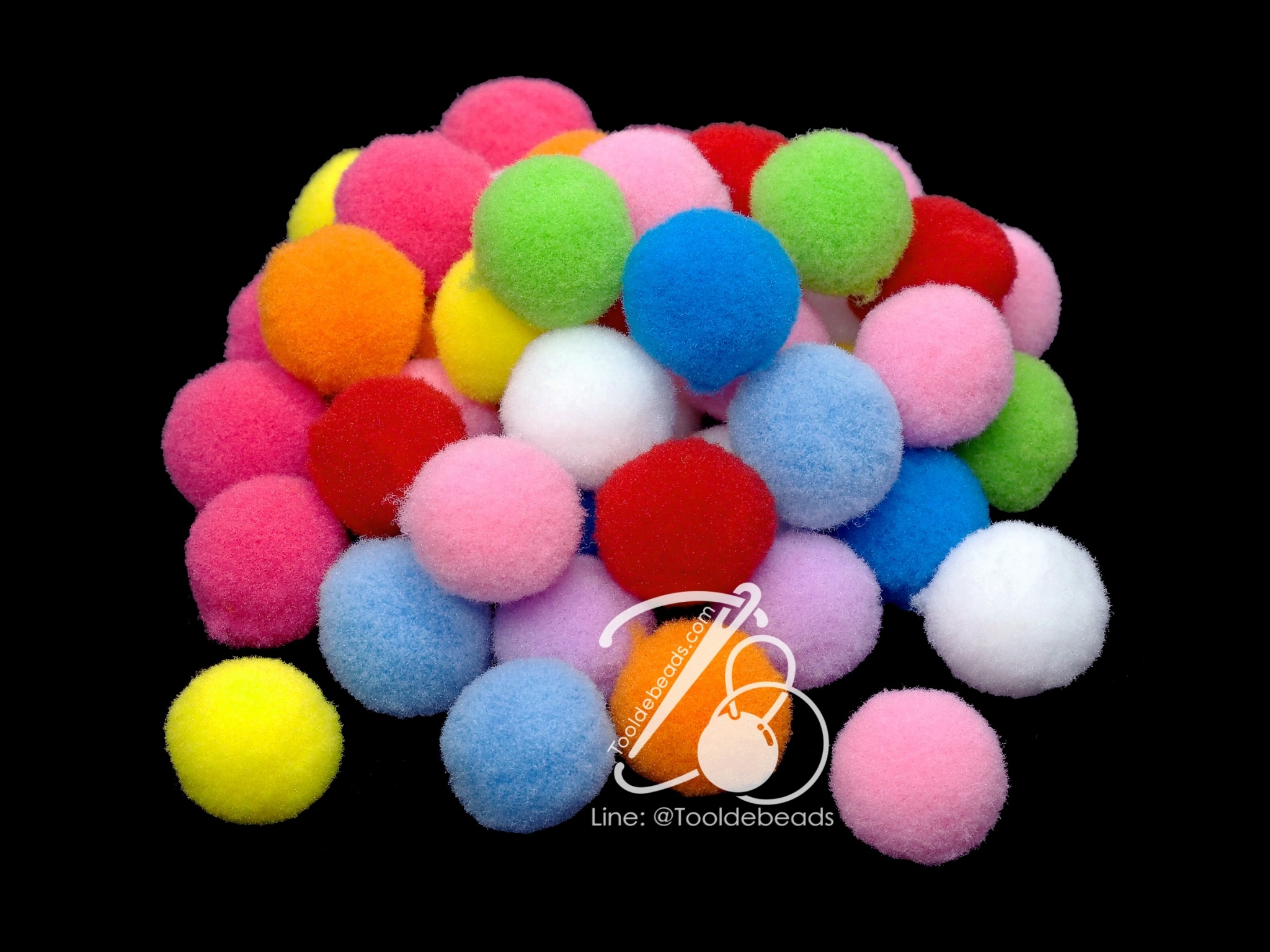 ปอมปอม 18มม. คละสีสด (250 กรัม) SKU-12587
