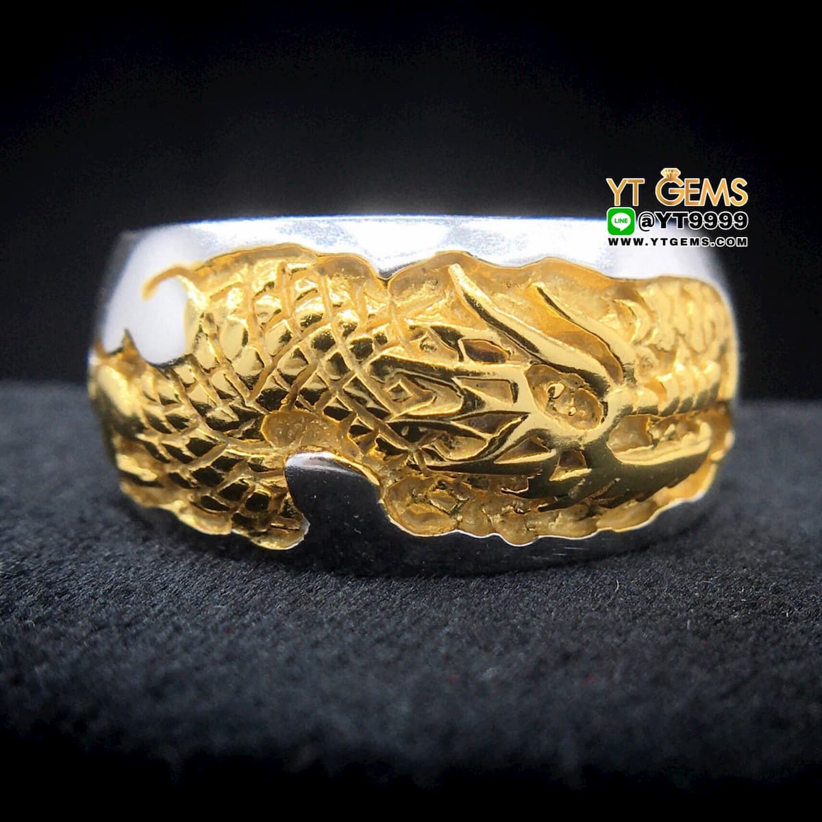 แหวน มังกร 2 กษัตริย์ เงินแท้ ชุบทอง ชุบทองคำขาว YTG-6310 YTGEMS whole