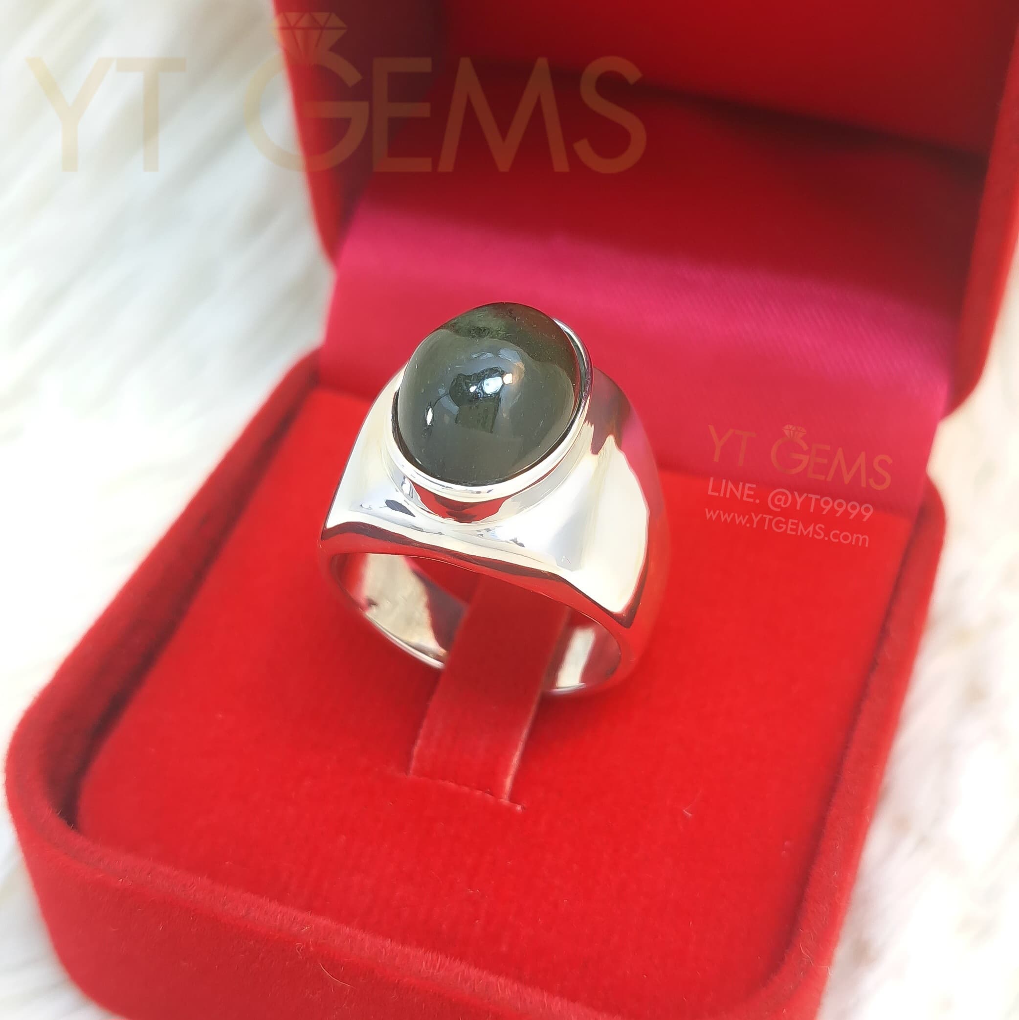 [สำหรับ ราคาส่ง ขั้นต่ำ 5 ชิ้น] แหวน หยกแท้ เงินแท้ หยกพม่า Jadeite A YTG-11966-WH YTGEMS 5 ชิ้น