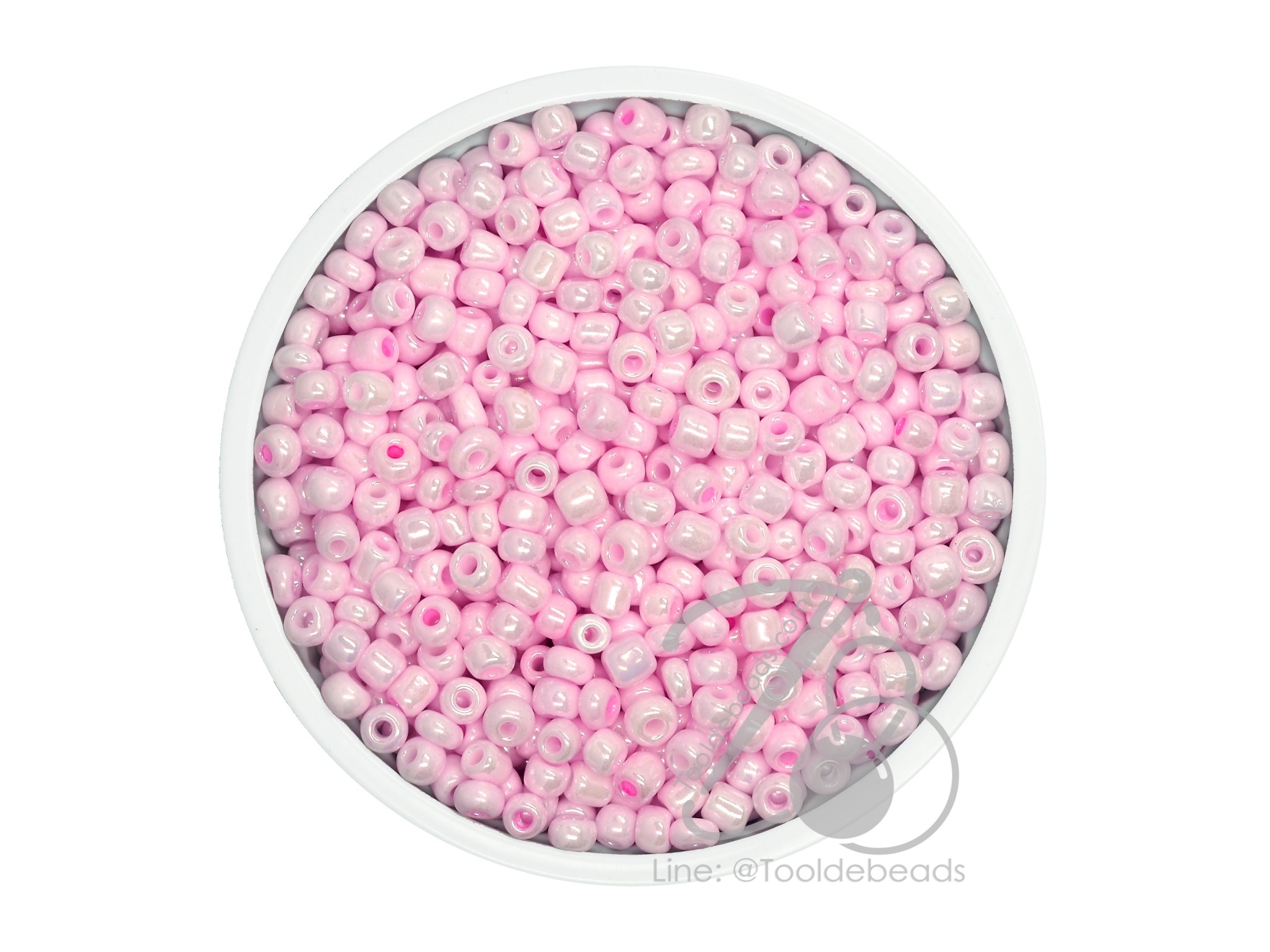 OK Brand ลูกปัดเม็ดทราย 8/0 โทนมุกด้าน สีชมพู (100 กรัม) SKU-09066