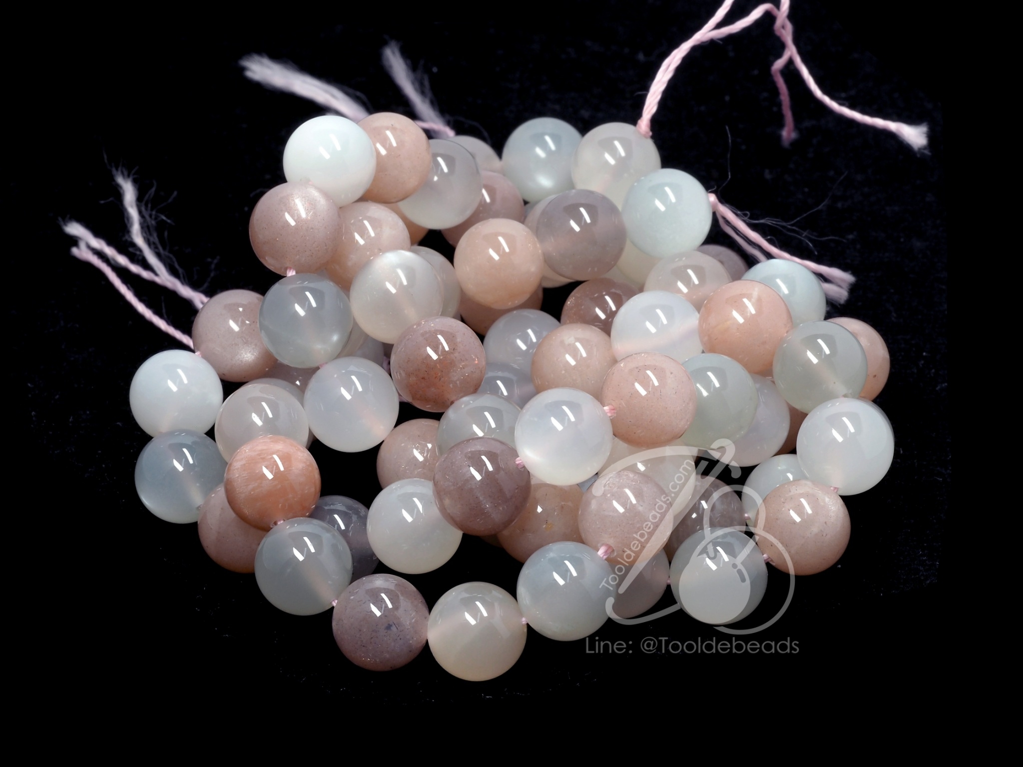 หิน Moonstone 3สี (High Quality ) 10มม. (38 เม็ด) SKU-01246
