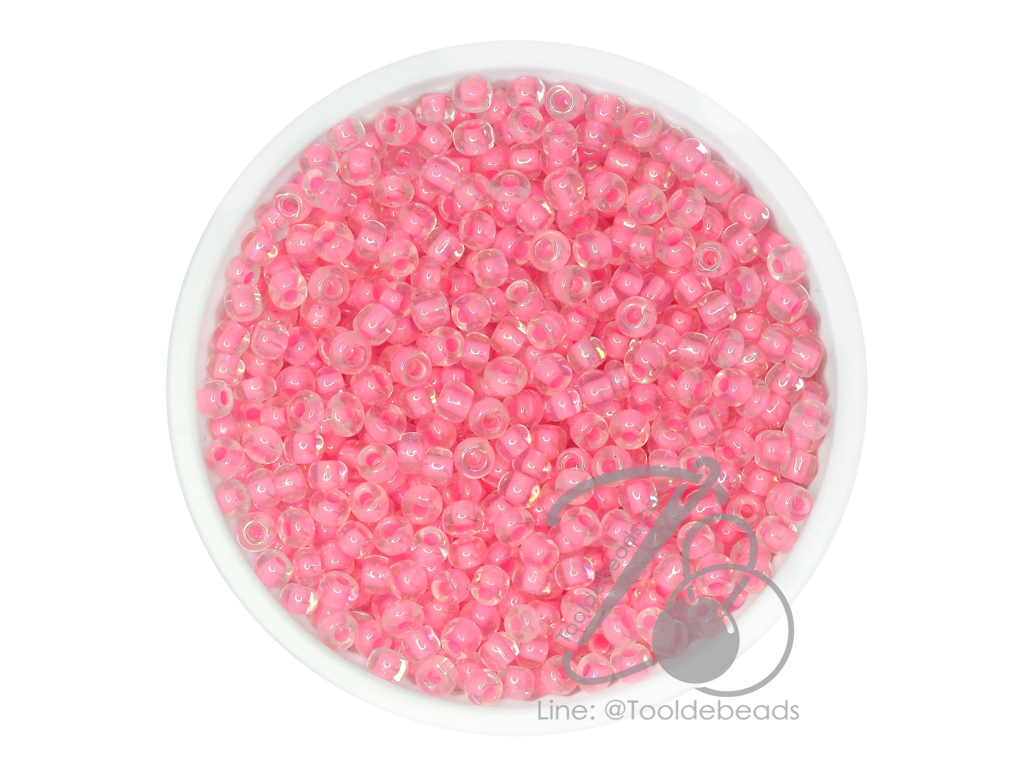 ลูกปัดเม็ดทราย 8/0 สอดไส้ สีโอรส (100 กรัม) SKU-08680