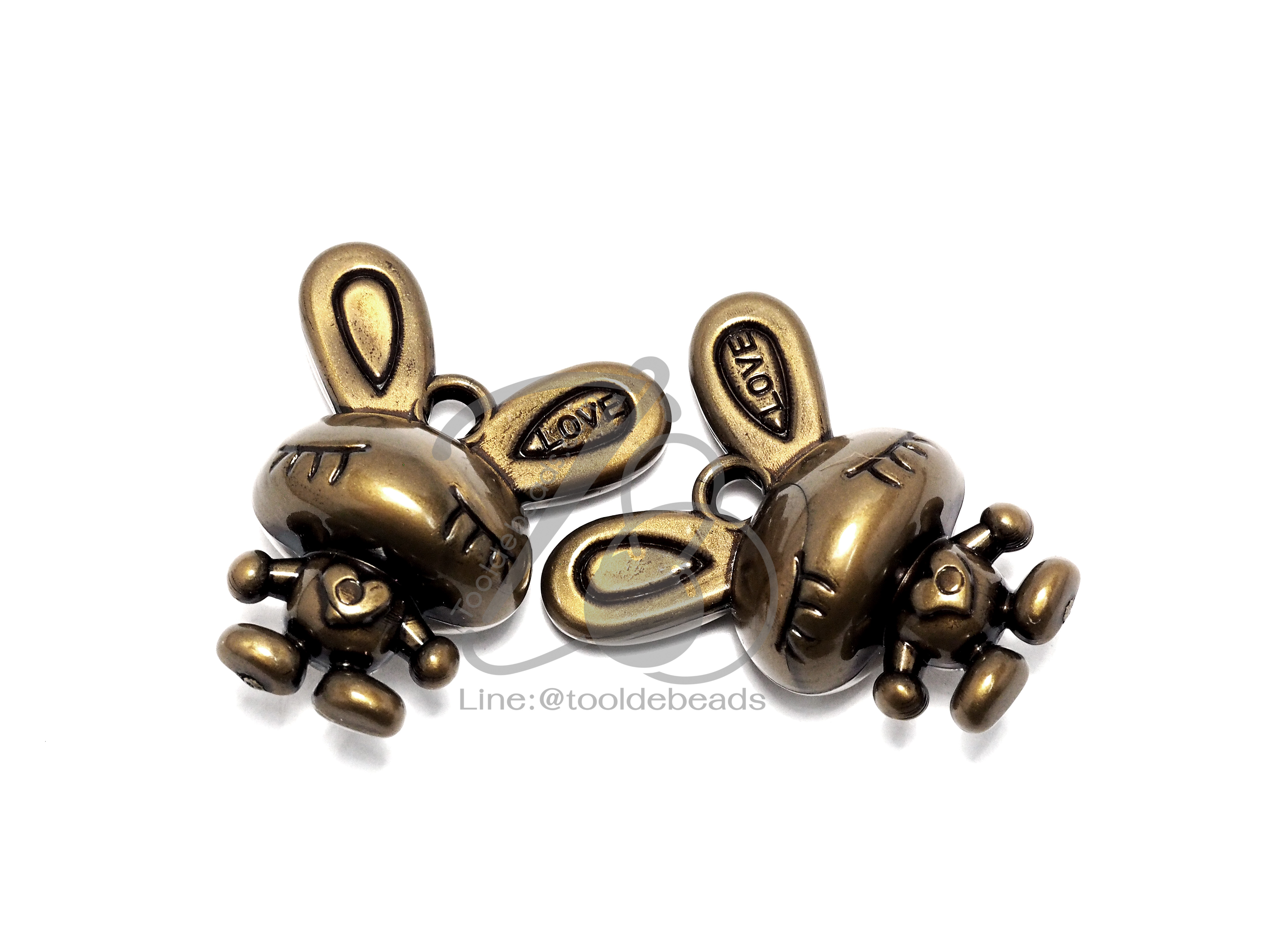 จี้อะคริลิค 34มม. ลายกระต่าย สีสนิม (100 กรัม) SKU-05846