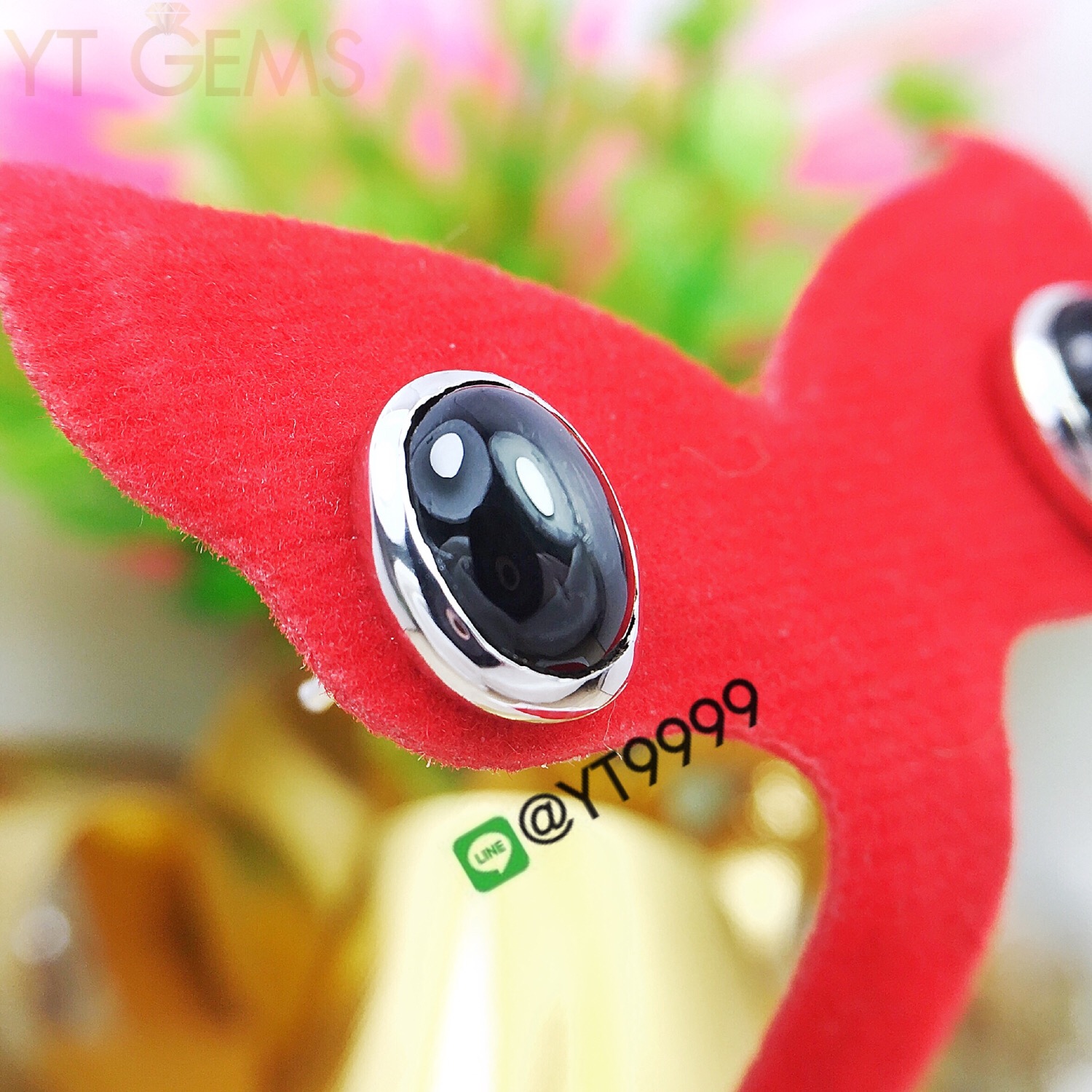 ต่างหูนิลสตาร์ ต่างหูเงินแท้92.5% ชุบทองคำขาว พลอยนิลสตาร์แท้ YTG-3215 YTGEMS