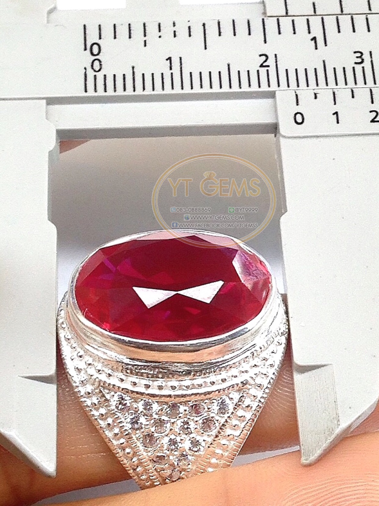 แหวนทับทิม แหวนเงินแท้92.5% พลอยทับทิม(cz) ตกแต่งเพชรSwiss YTG-4580 YTGEMS