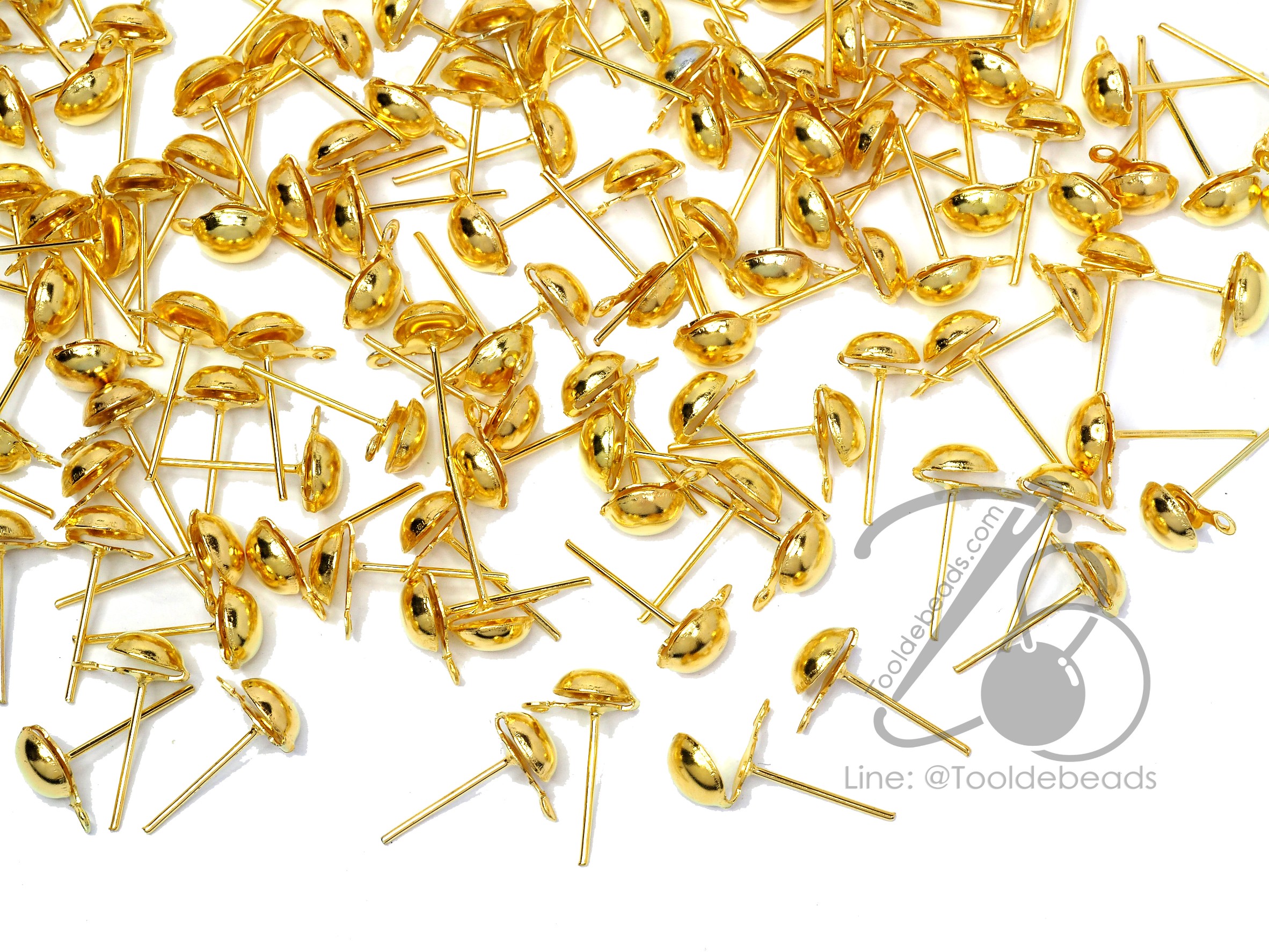 ก้านต่างหู มีห่วง 6*15มม. สีทอง (10 กรัม) SKU-06958