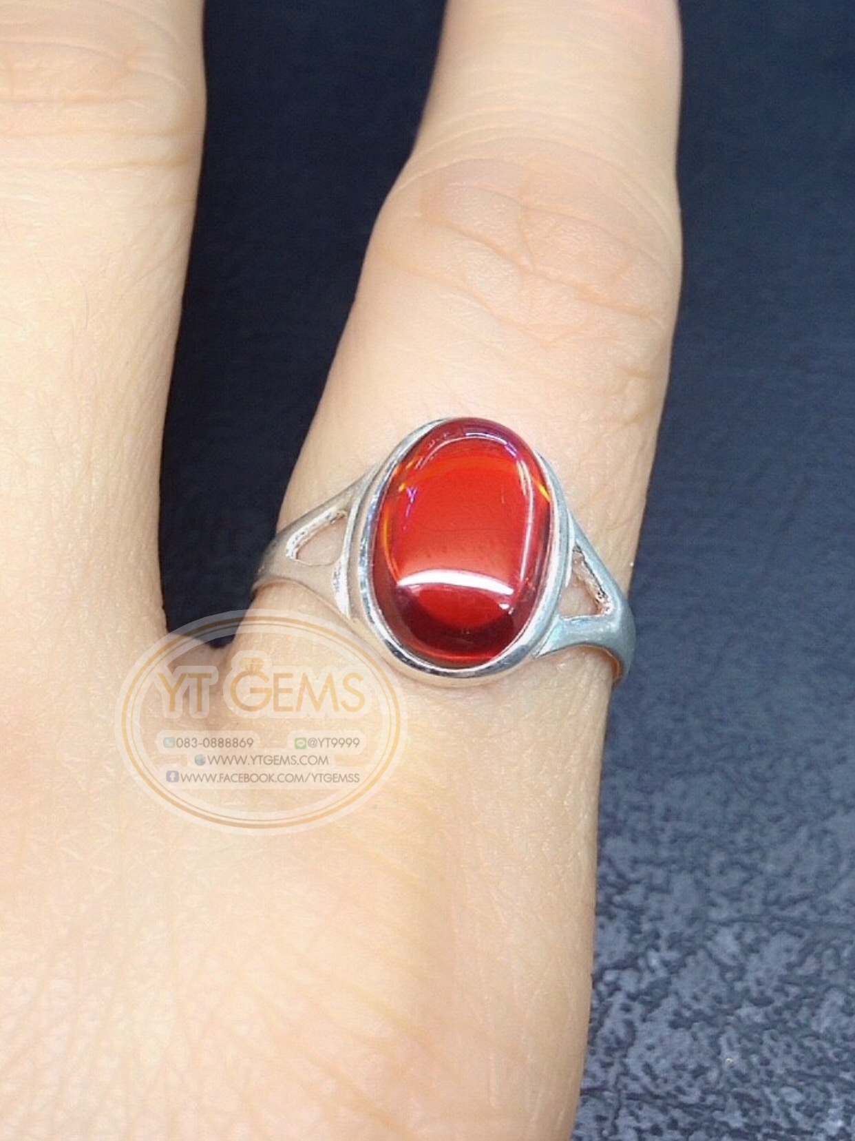 แหวนเงินแท้92.5% พลอยโกเมน(cz) YTG-5652 YTGEMS