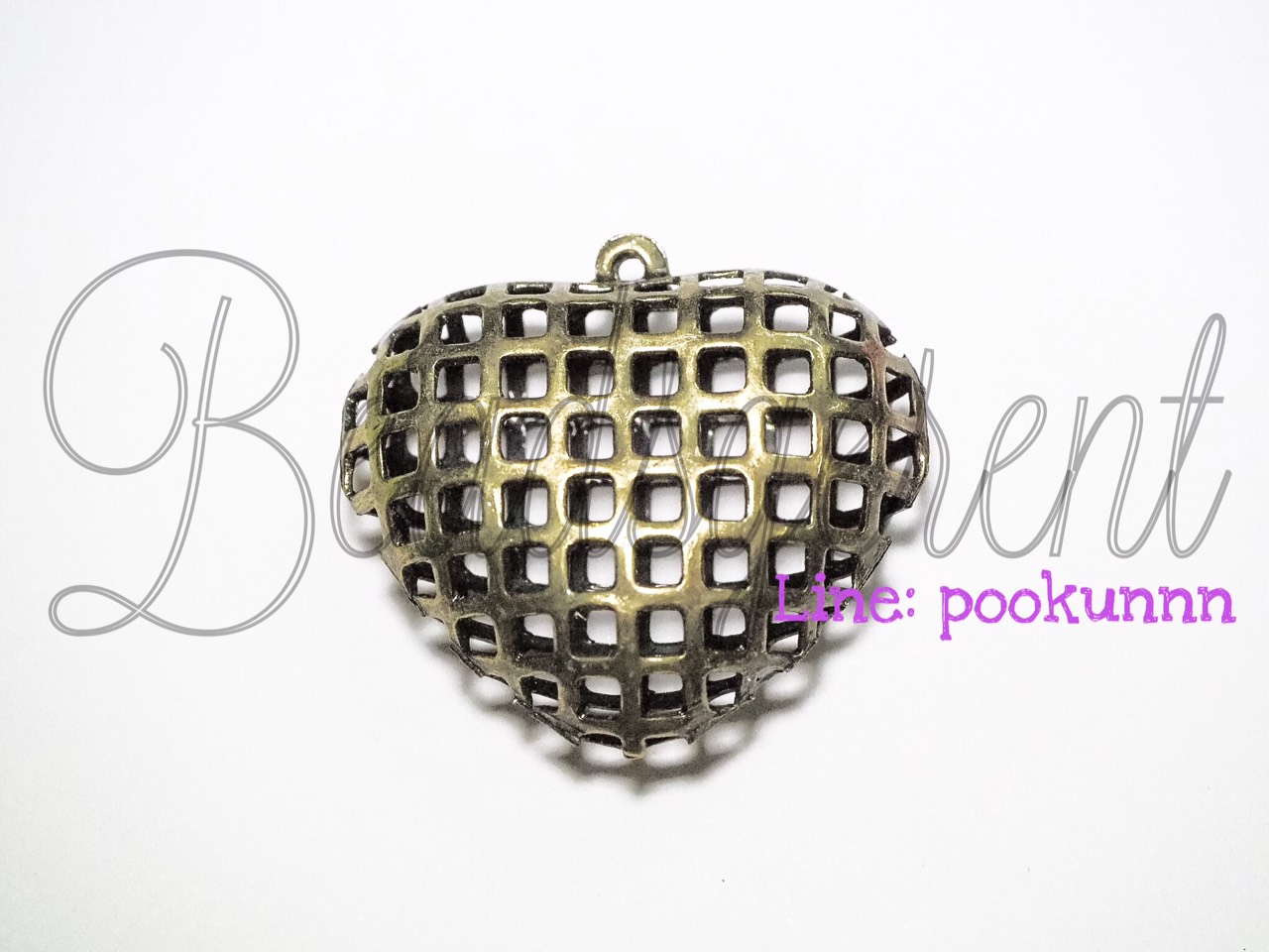 จี้เหล็ก 137 30มม. ลายหัวใจ สีสนิม (1 ชิ้น) SKU-00480