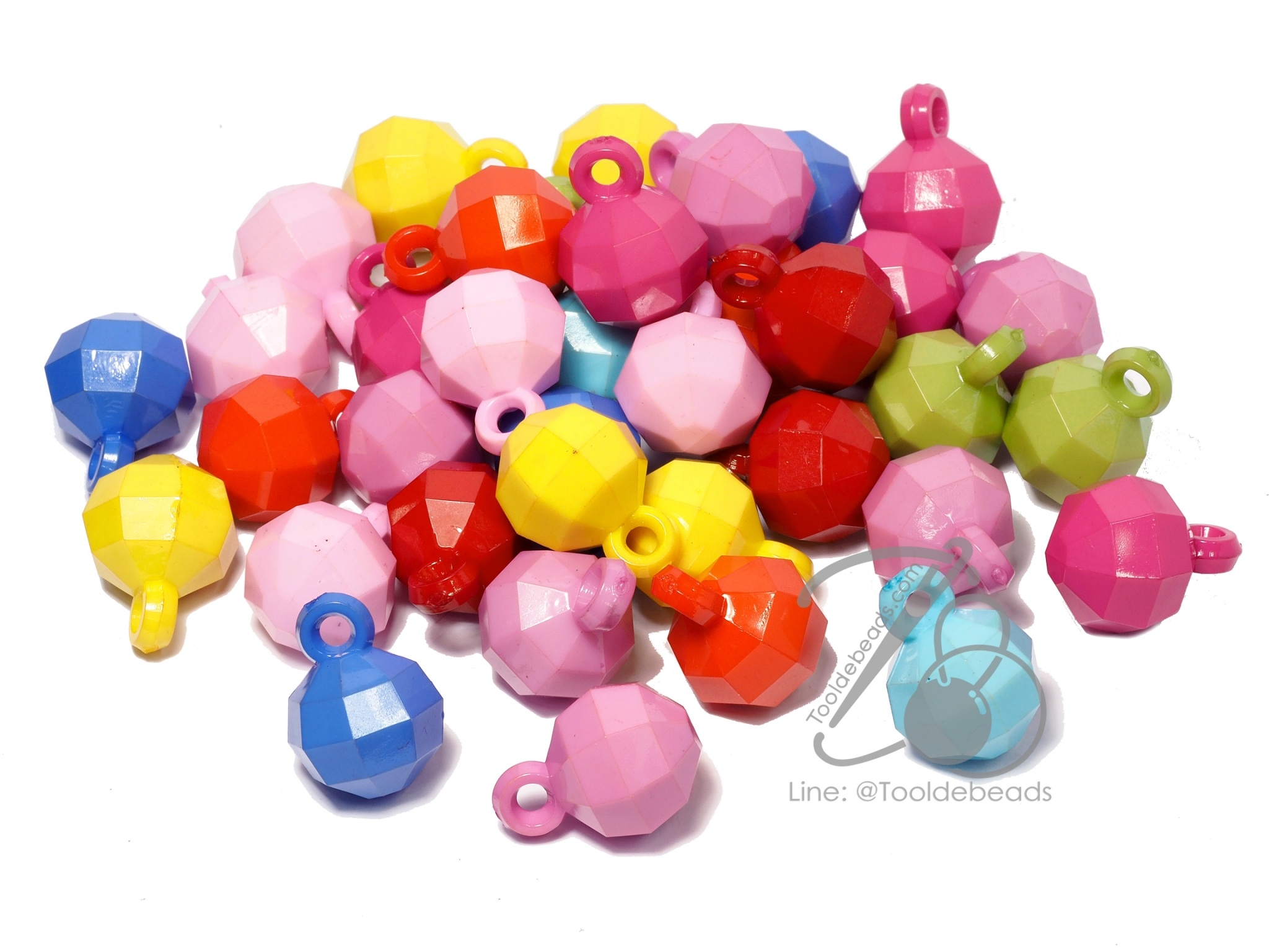 จี้อะคริลิค 14มม. ลายกลมเจีย สีสด (500 กรัม) SKU-09851