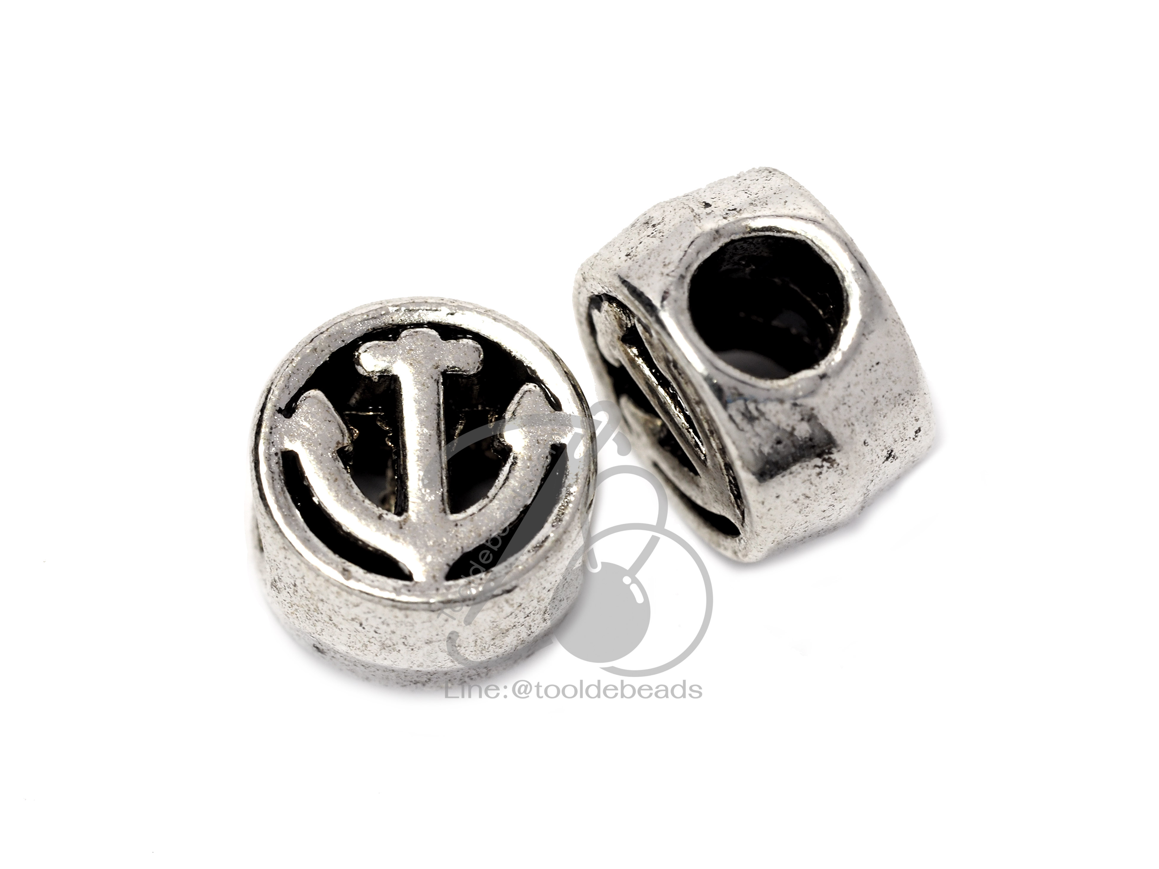 ลูกปัดโรเดียม 36 10มม. ลายสมอเรือ (1 ชิ้น) SKU-03459
