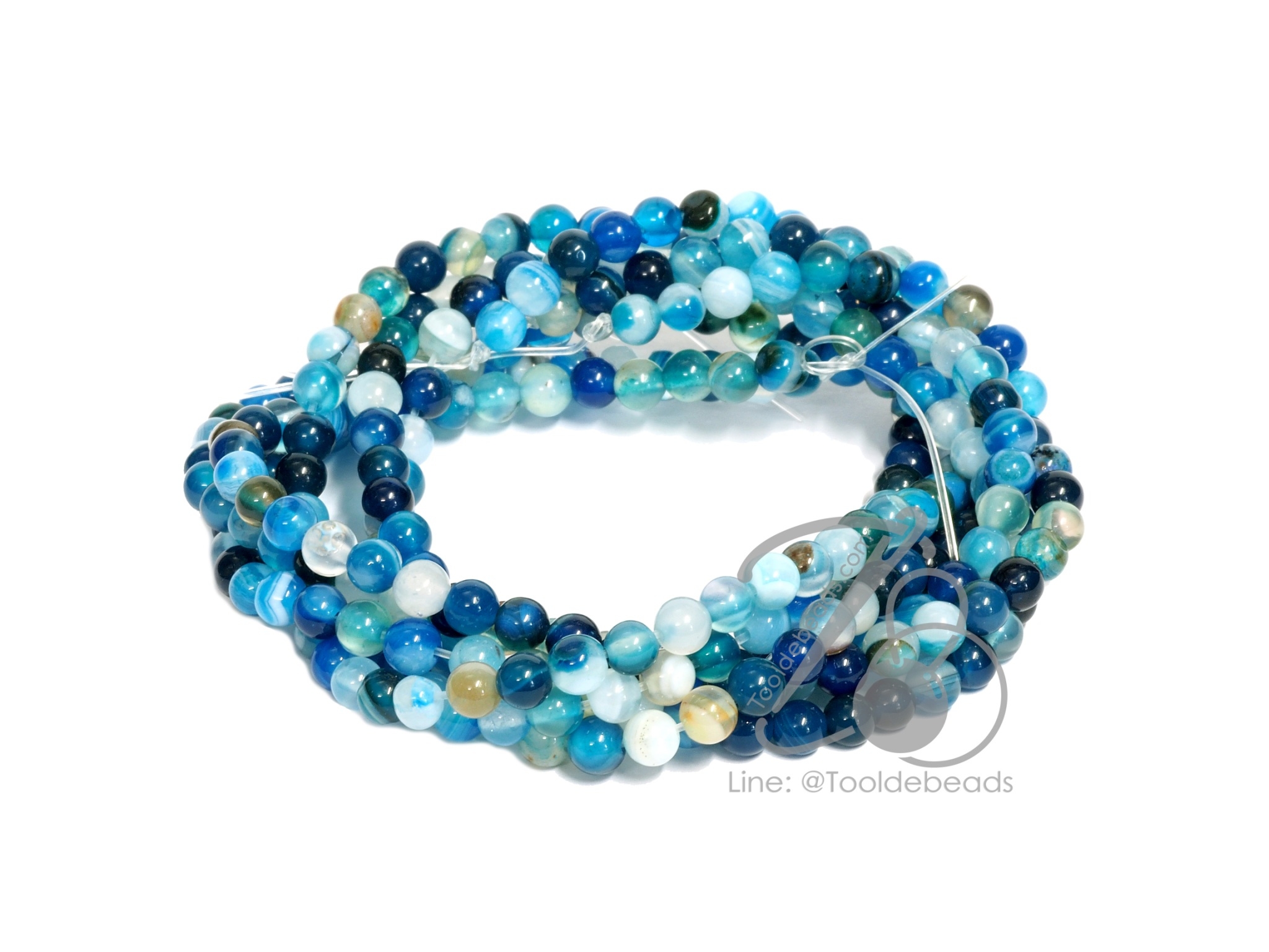 หิน Blue Agate 4มม. (90 เม็ด) SKU-09290