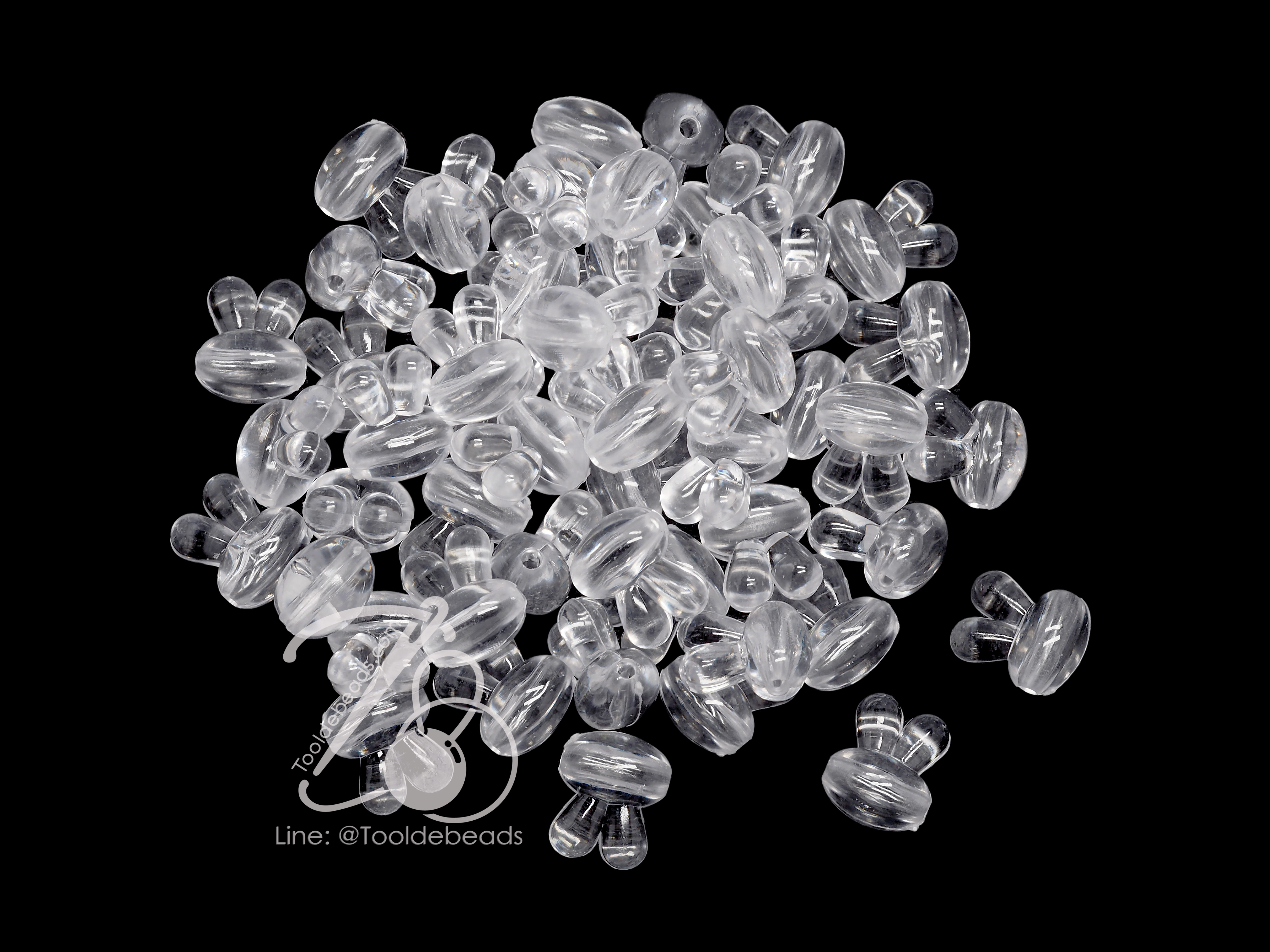 ลูกปัดอะคริลิค 13*16มม. ลายกระต่าย สีใส (500 กรัม) SKU-09476