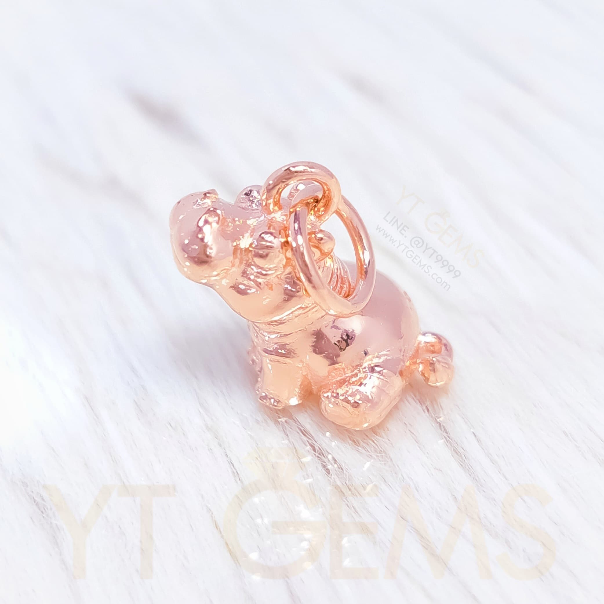 จี้ ฮิปโป baby hippo พุงแน่นๆ ก้นแน่นๆ จี้ ชุบพิ้งค์โกลด์ YTG-11963 YTGEMS