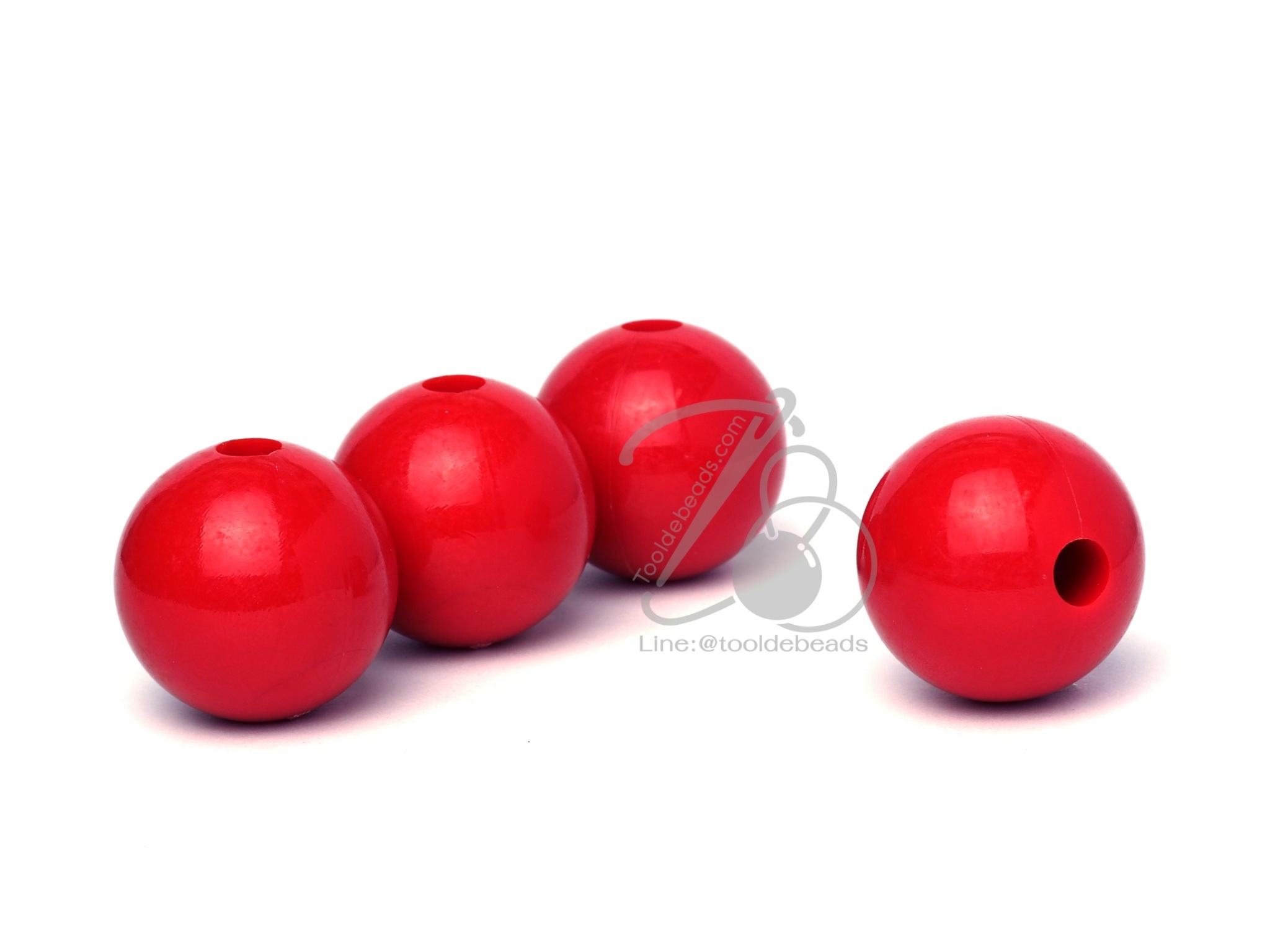 ลูกปัดลูกชิ้น 25มม. สีสด (50 ชิ้น) SKU-09186