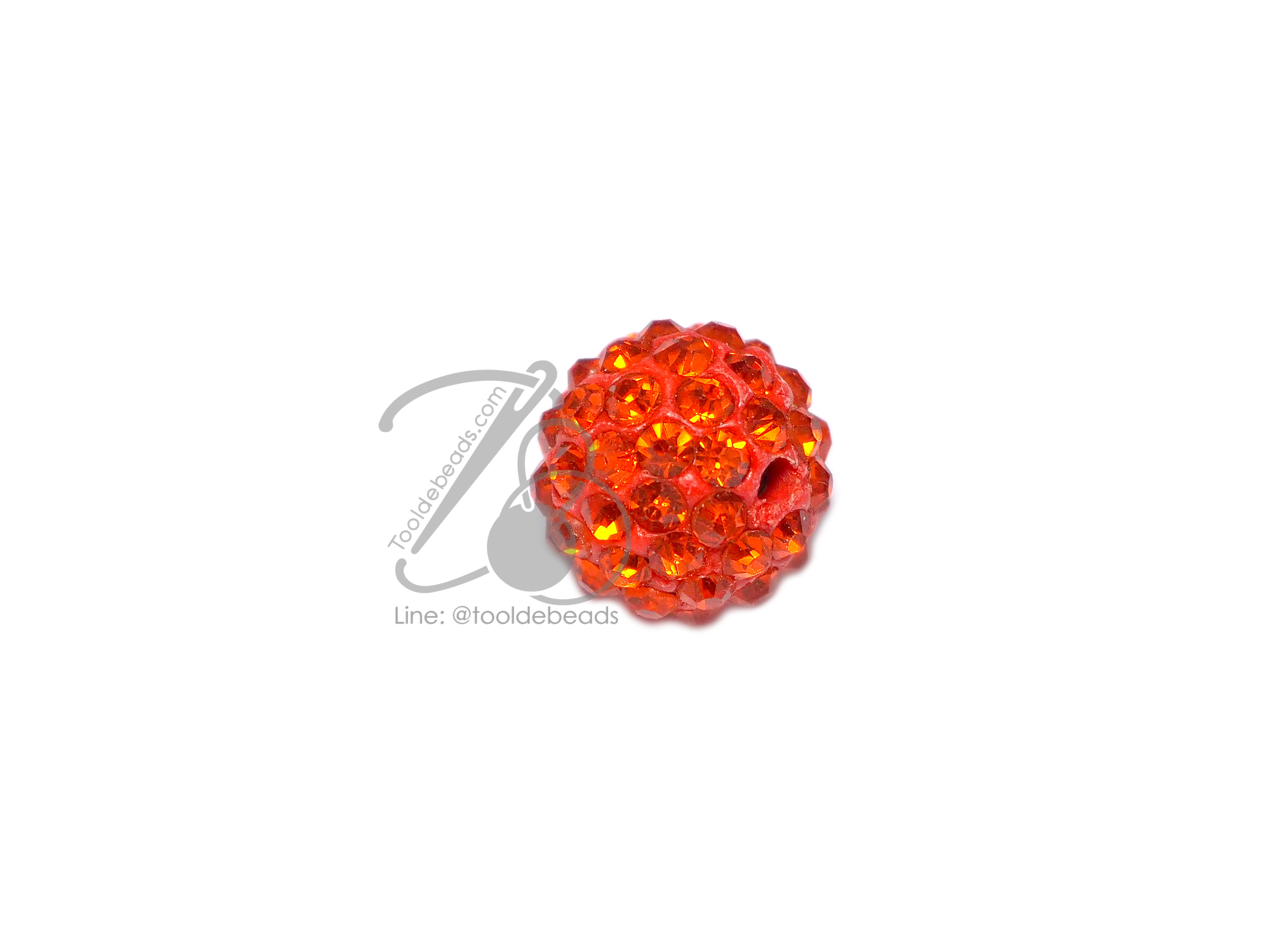 ลูกปัดฝังเพชร 10มม. สีส้ม (1 ชิ้น) SKU-01532