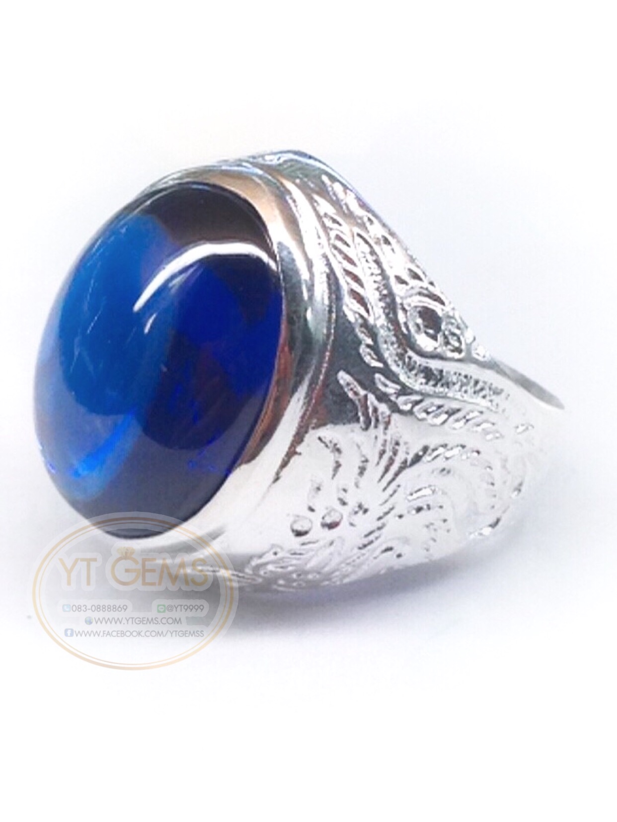 แหวนเงินแท้92.5% พลอยไพลิน(cz) YTG-5548 YTGEMS