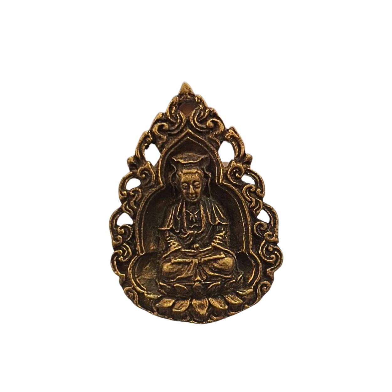 เหรียญหล่อฉลุพระโพธิสัตว์เจ้าแม่กวนอิมวัดดอนยานนาวาจ.กรุงเทพฯเนื้อทองแดง