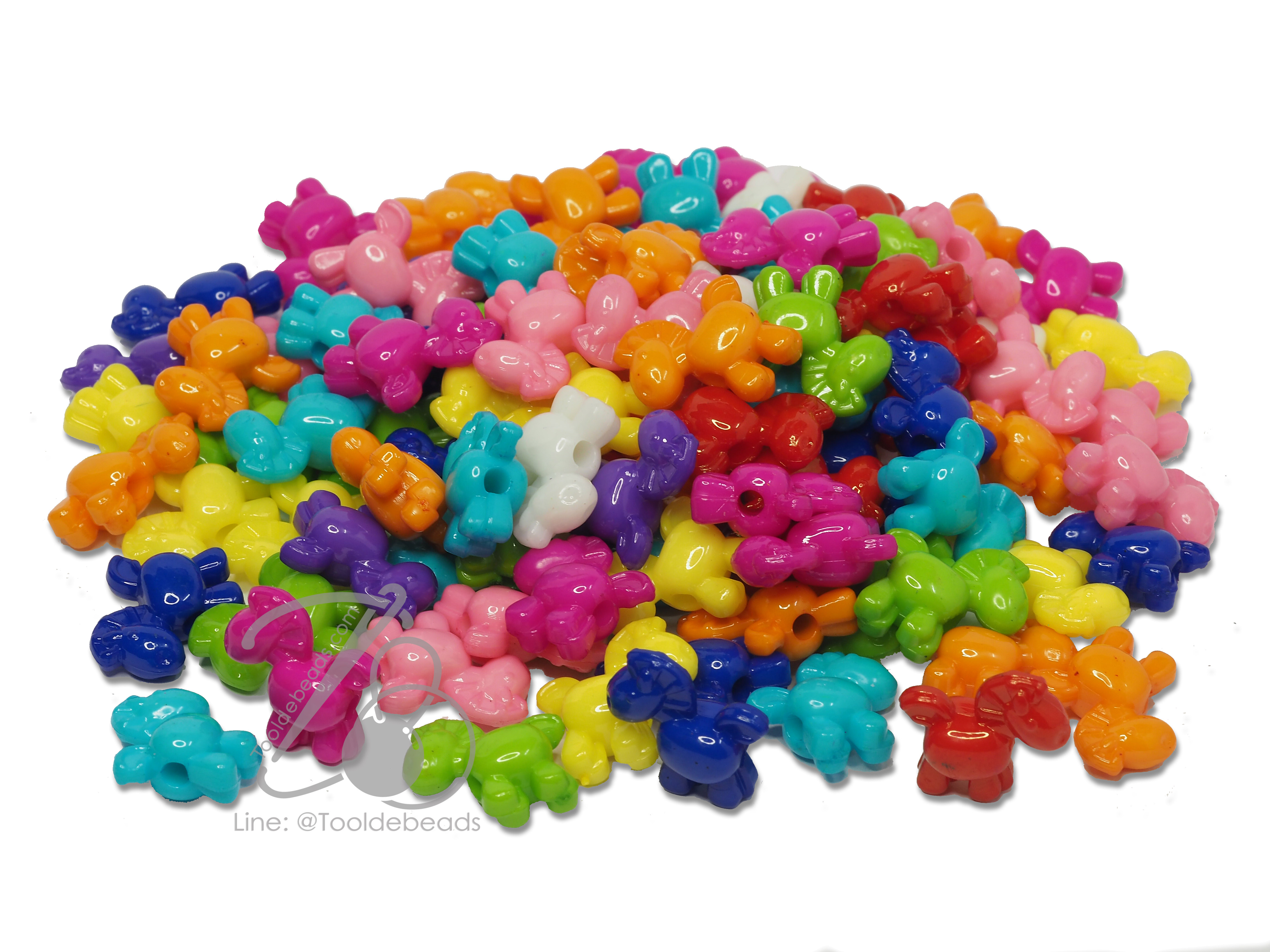 ลูกปัดอะคริลิค 16*15มม. ลายม้าลาย คละสีสด (500 กรัม) SKU-07617