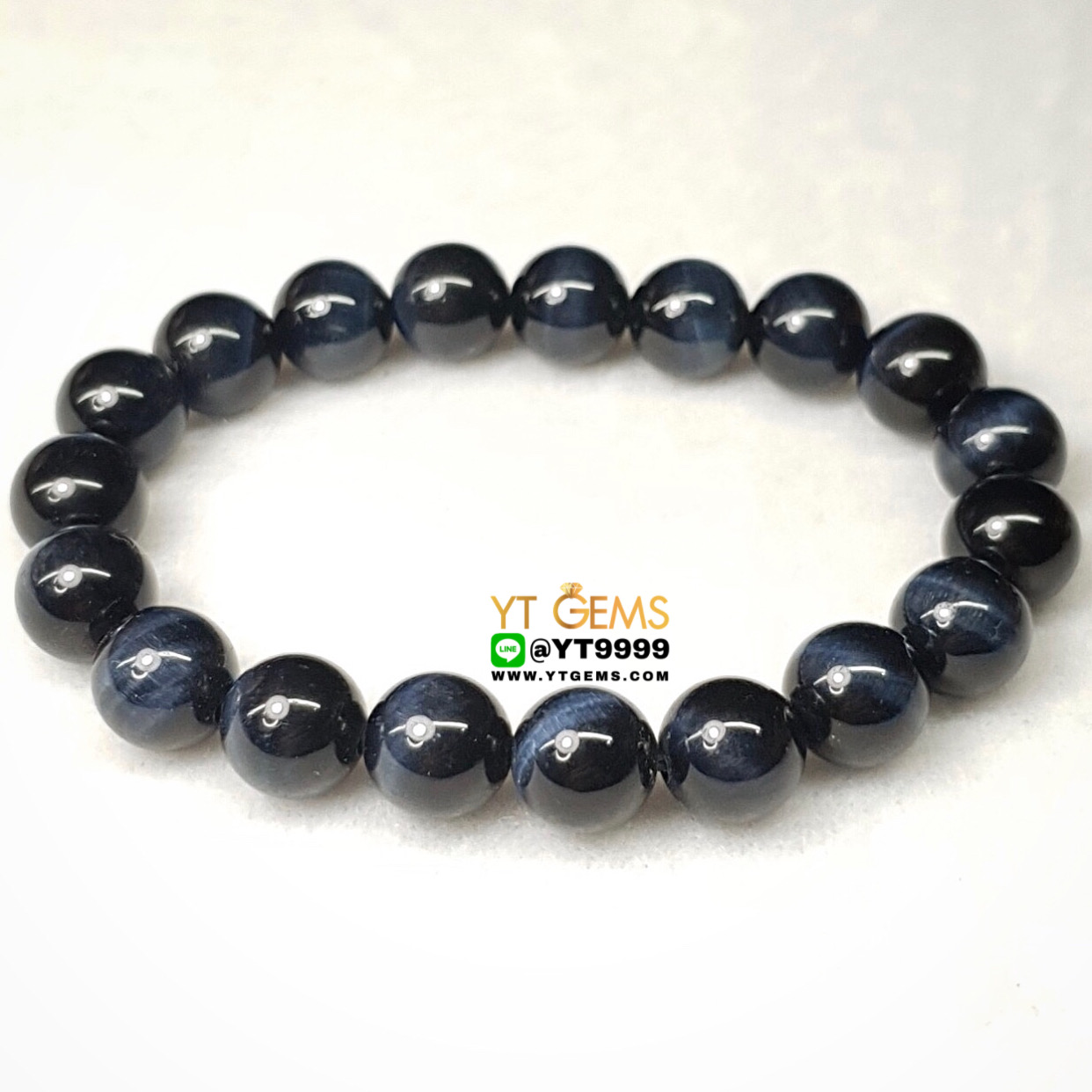 สร้อยข้อมือบลูไทเกอร์อาย หินบลูไทเกอร์อายแท้ ขนาดหิน 10 mm YTG-8722 YTGEMS