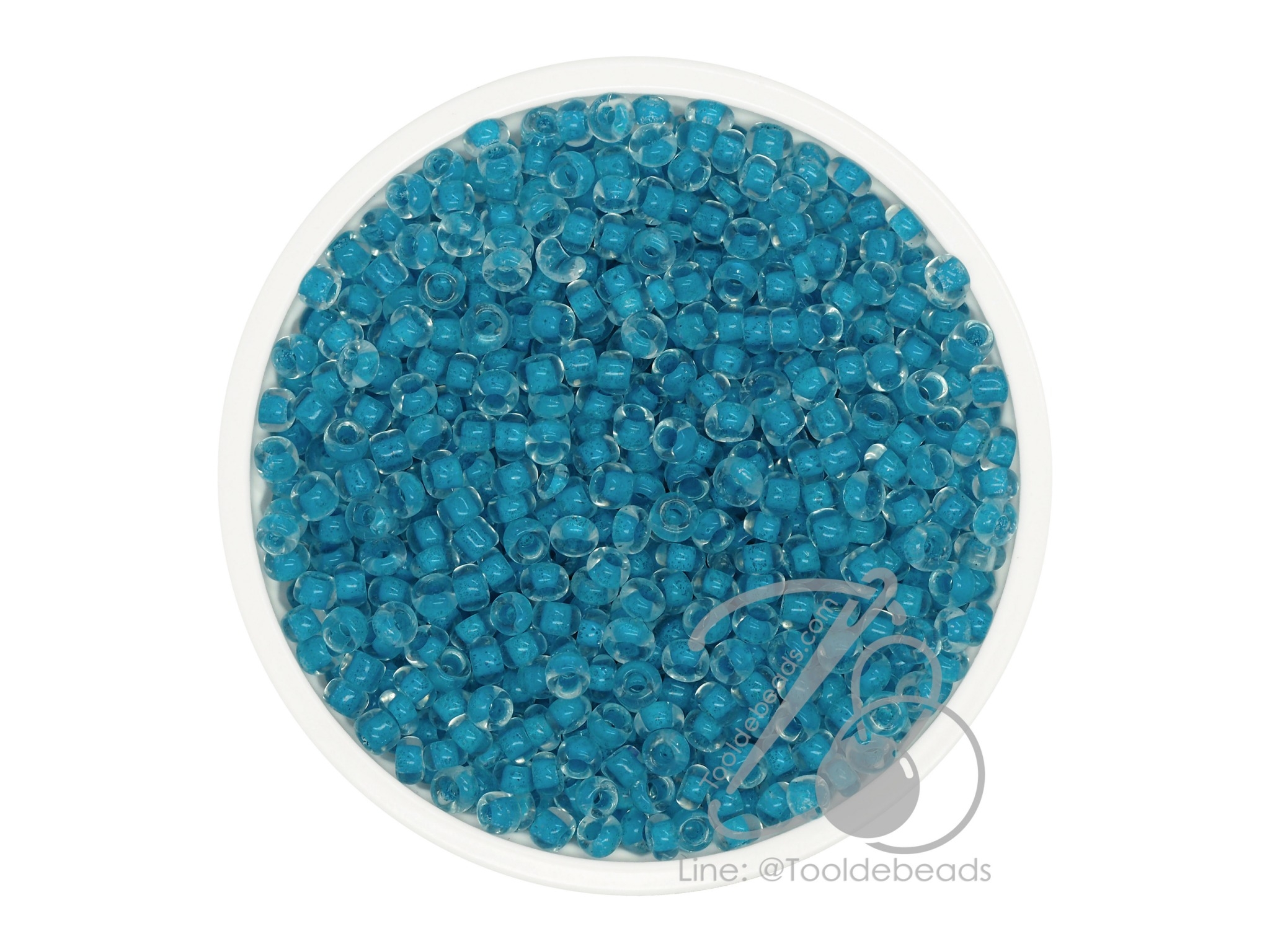 OK Brand ลูกปัดเม็ดทราย 8/0 สอดไส้ สีฟ้า (100 กรัม) SKU-09033