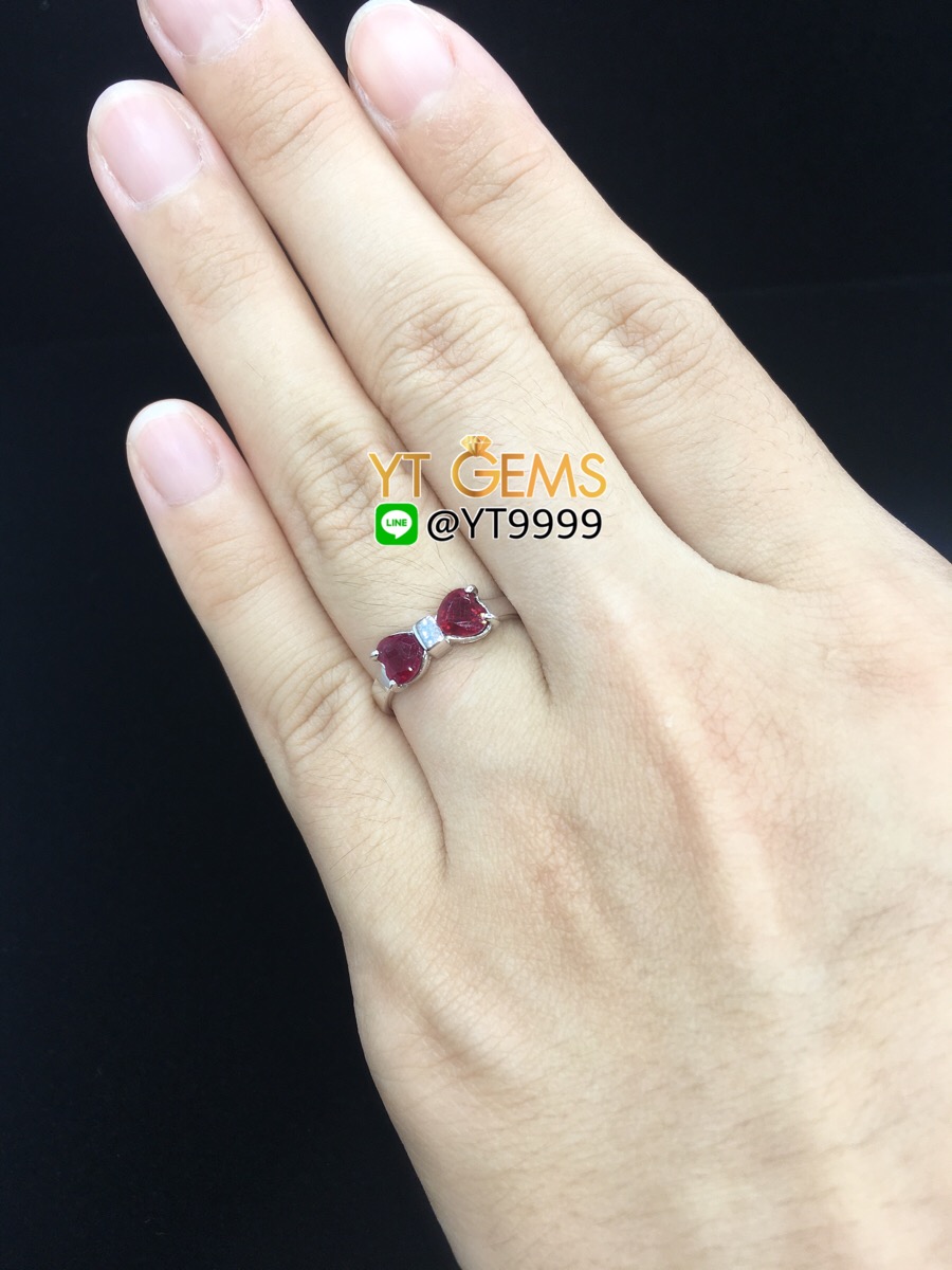 แหวนทับทิม แหวนเงินแท้92.5% ชุบทองคำขาว ประดับพลอยทับทิมแท้ YTG-7673 YTGEMS