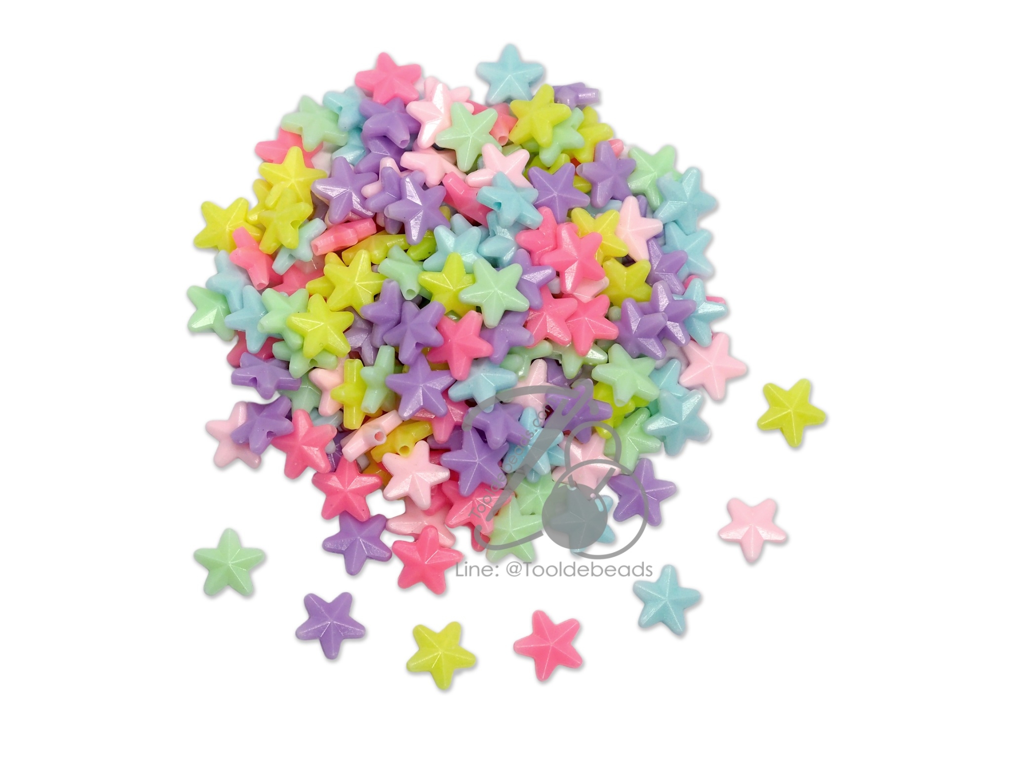 ลูกปัดอะคริลิค 8มม. ลายดาวนูน คละสีหวาน (15 กรัม) SKU-12084
