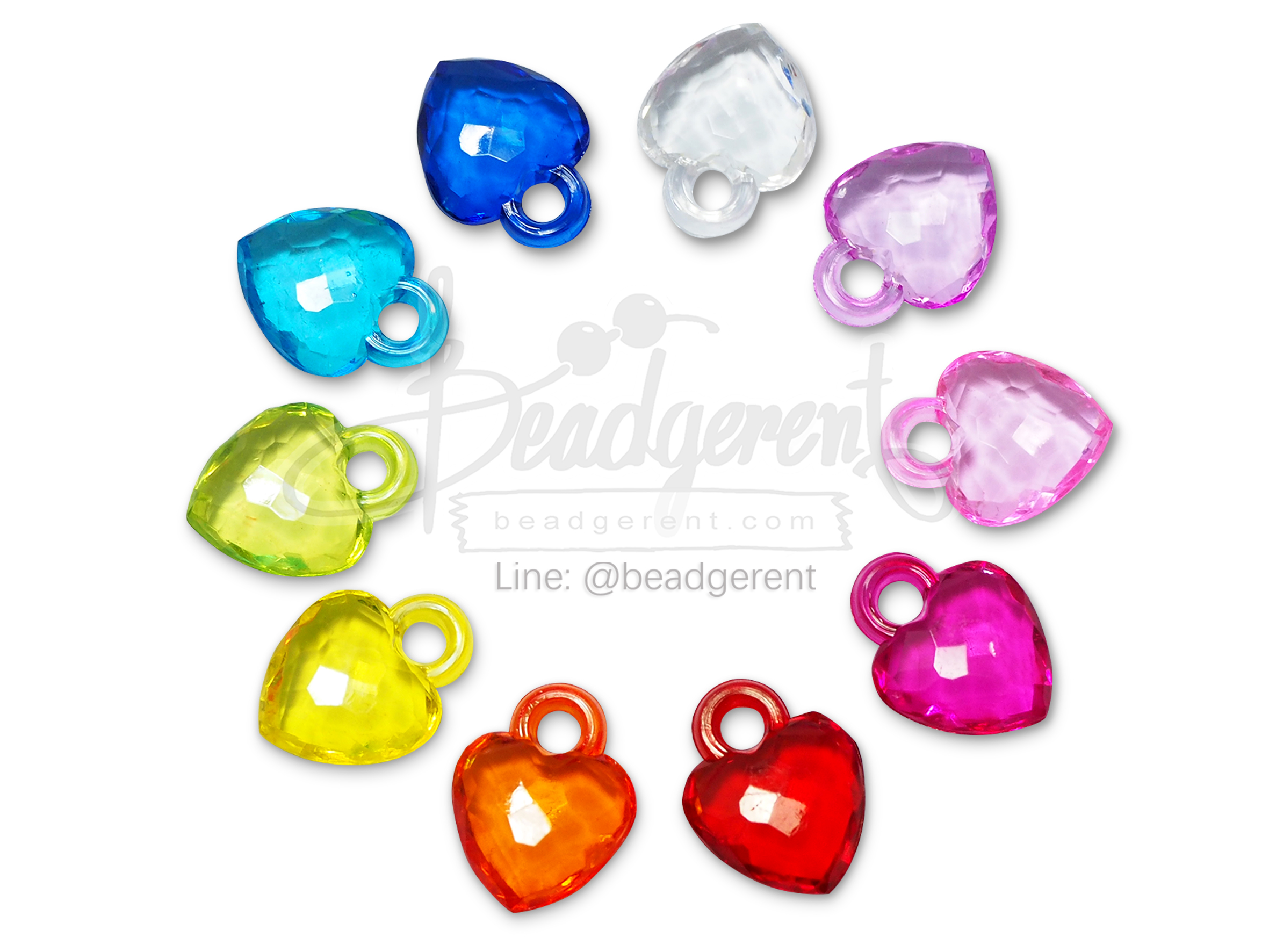 จี้อะคริลิค 15*19มม. ลายหัวใจ คละสีใส (15 กรัม) SKU-03613