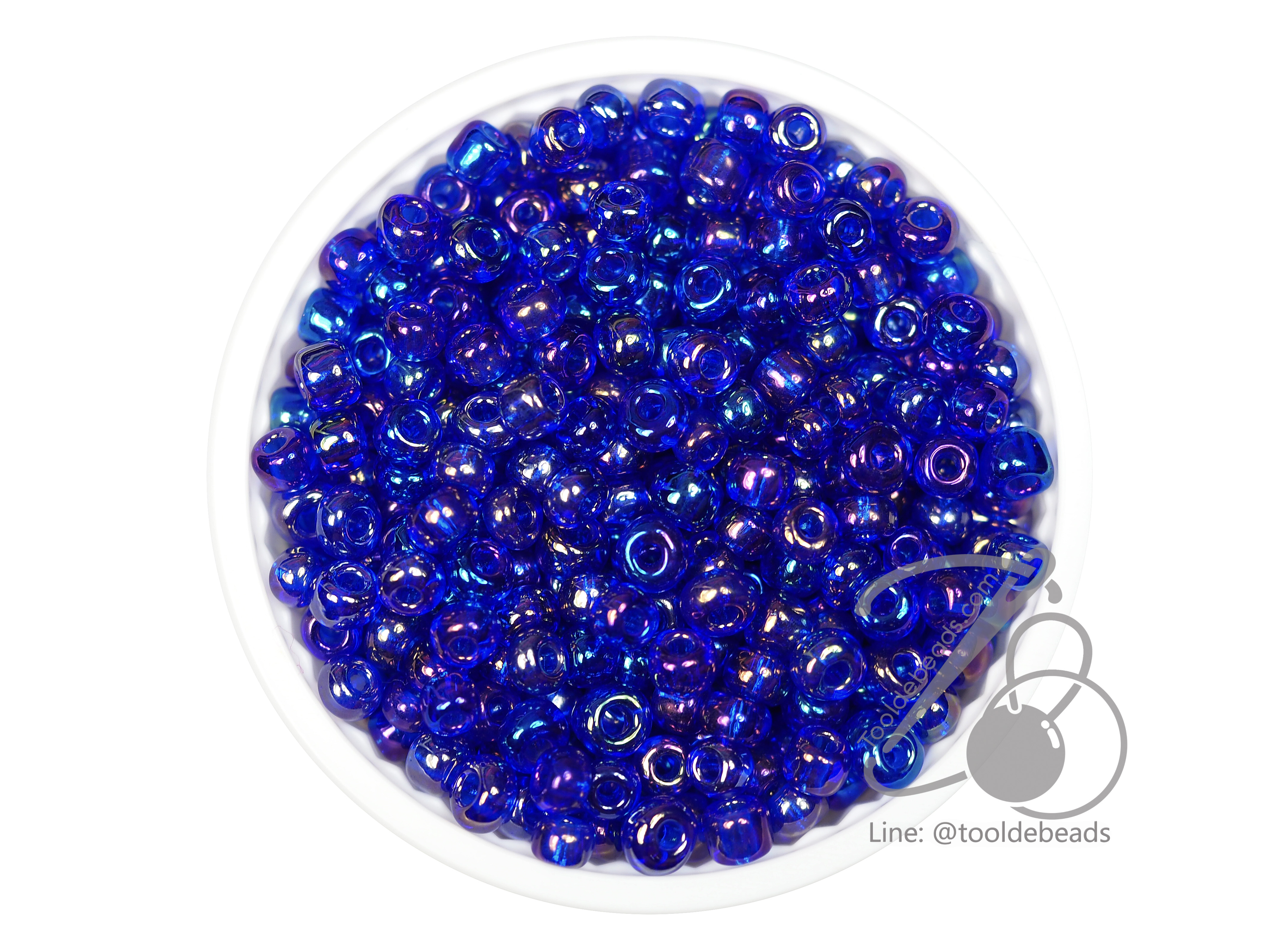 ลูกปัดเม็ดทราย 6/0 โทนรุ้ง สีน้ำเงินเข้ม (450 กรัม) SKU-03886