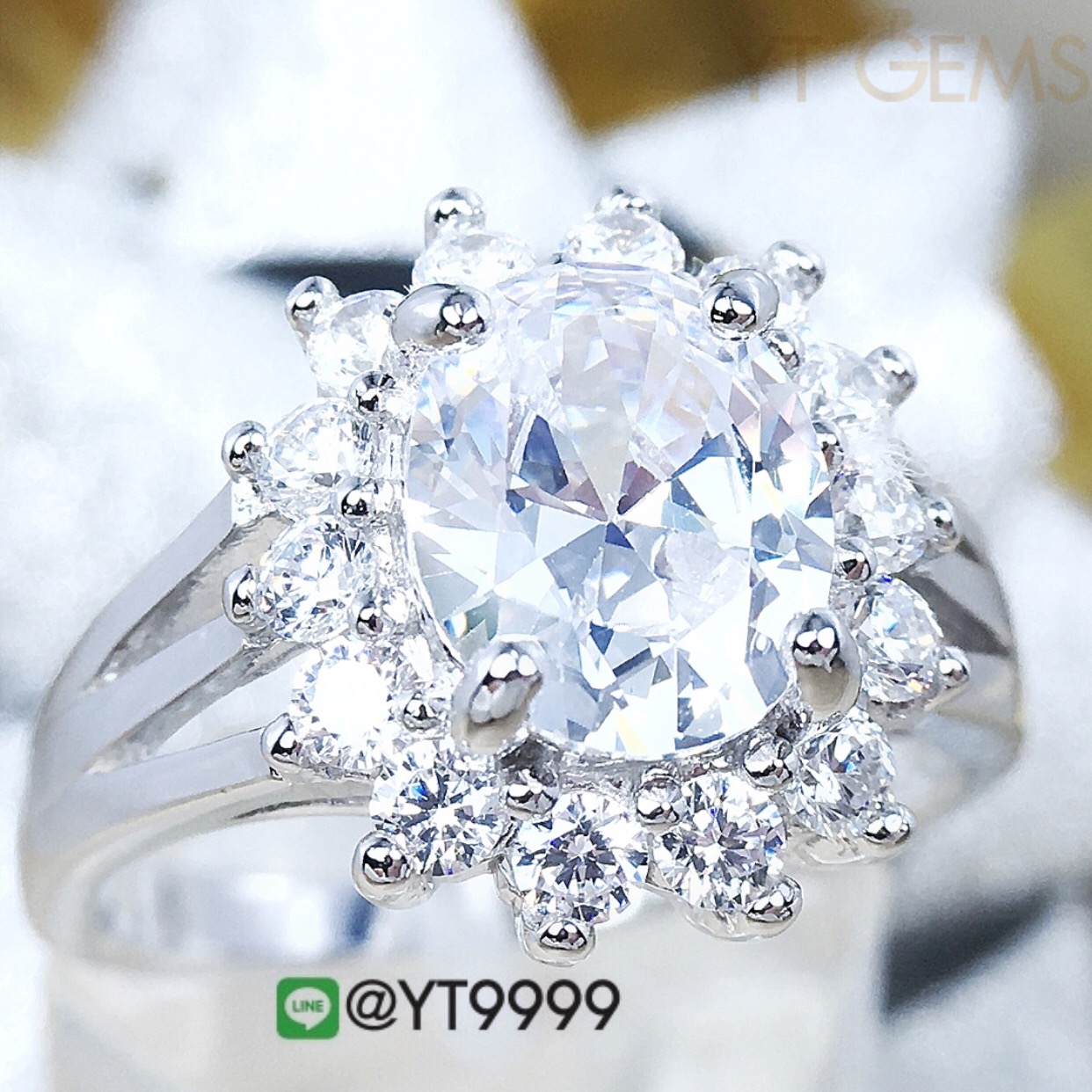 แหวนเพชร แหวนเงินแท้ ชุบทองคำขาว เพชร Swiss YTG-3132 YTGEMS