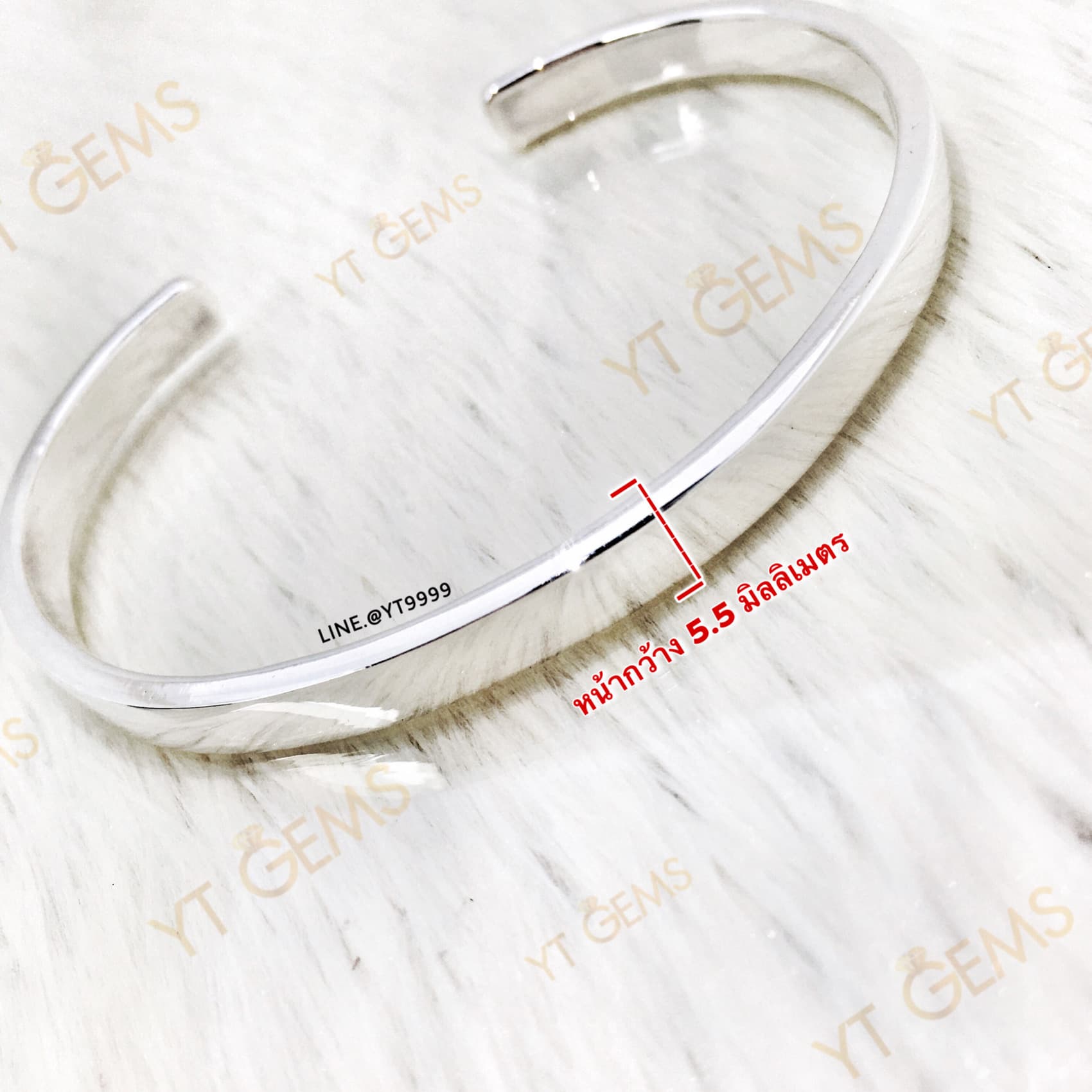 กำไลเงินแท้ ตัวC ทรงปลอกมีด (ขอบตัดหน้าตรง) YTG-11241 YTGEMS
