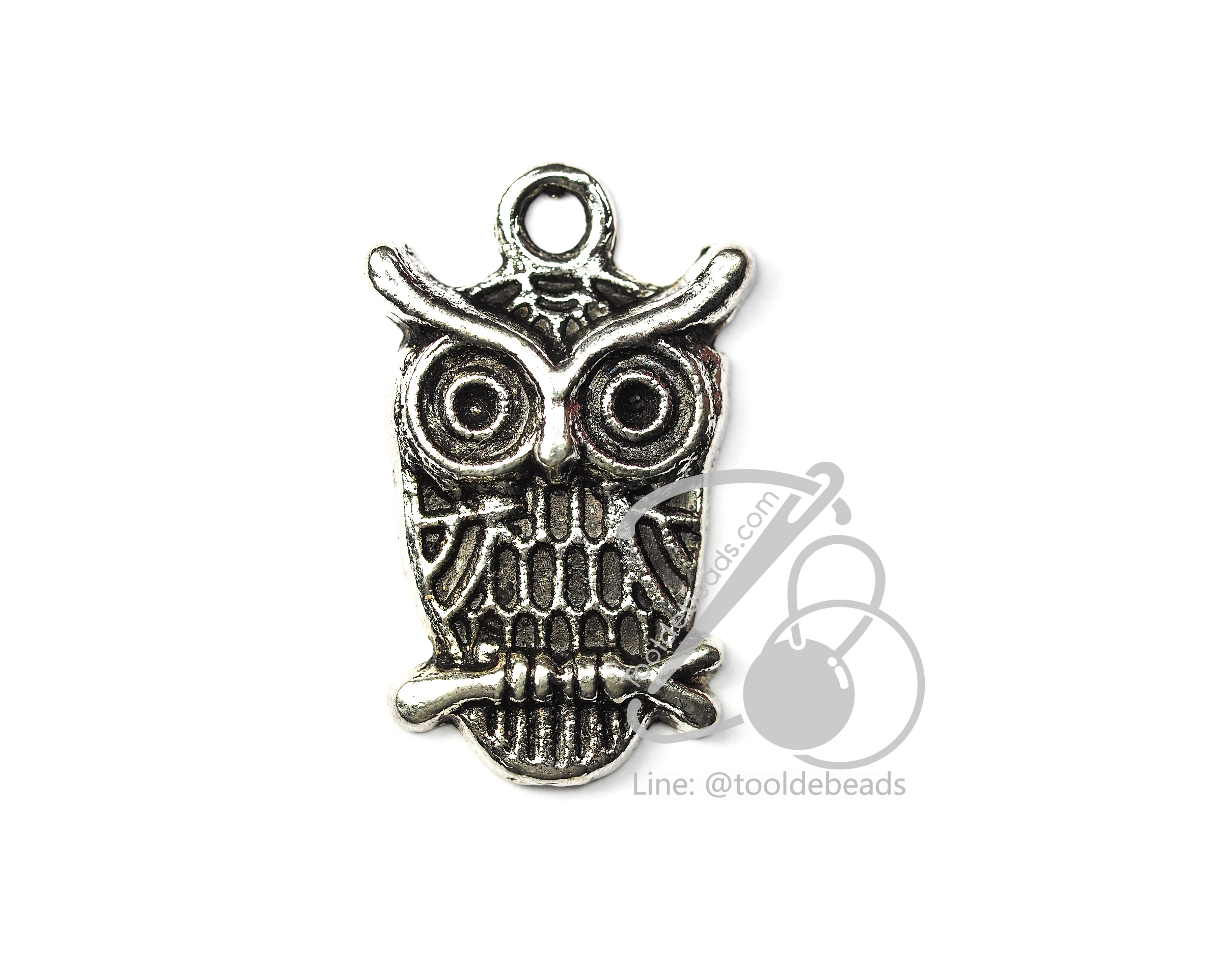จี้เหล็ก 287 15*23มม. ลายนกฮูก สีนิกเกิ้ล (1 ชิ้น) SKU-00753