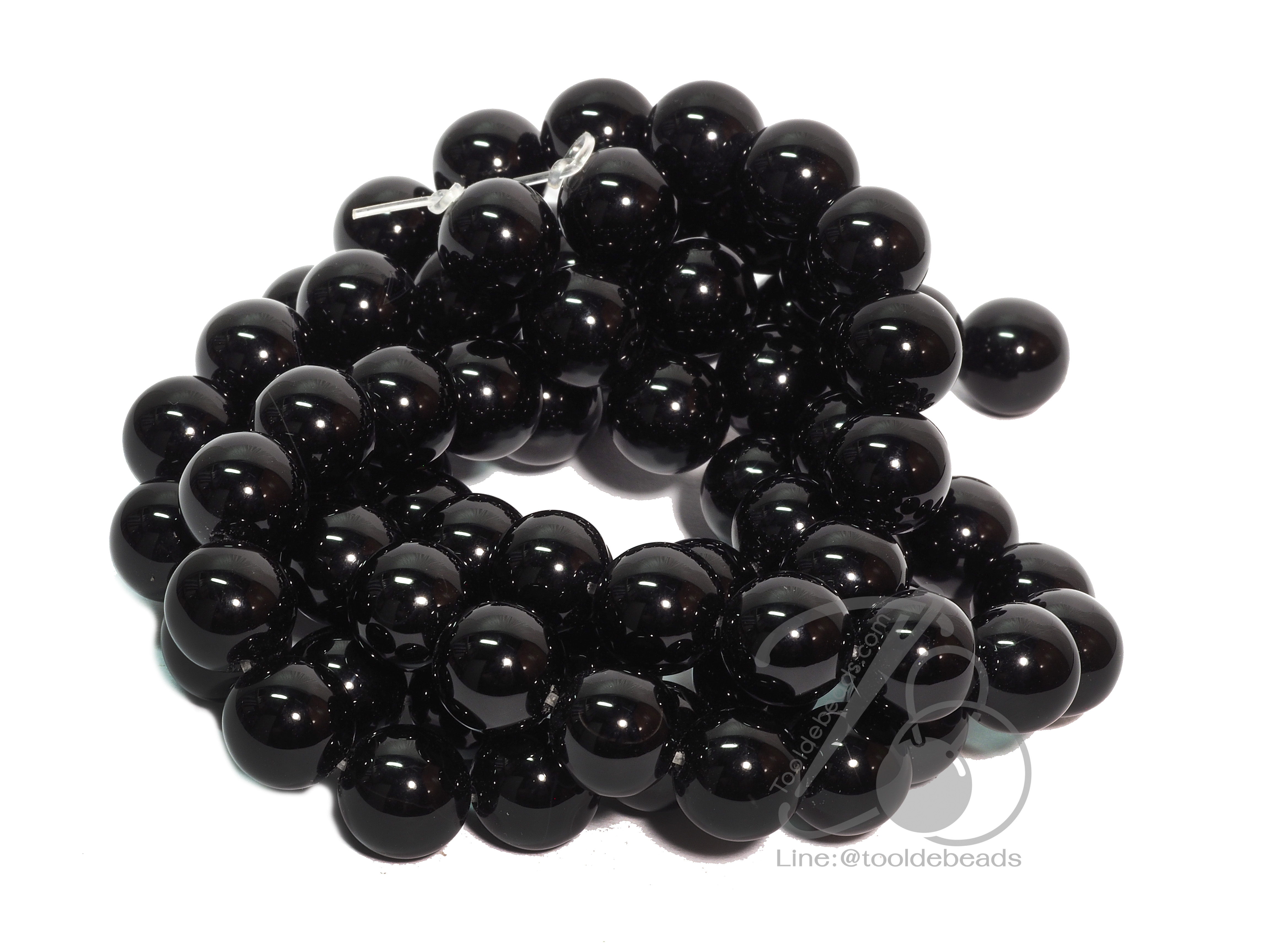 หิน นิลดำ(Onyx) 10มม. (38 เม็ด) SKU-01372