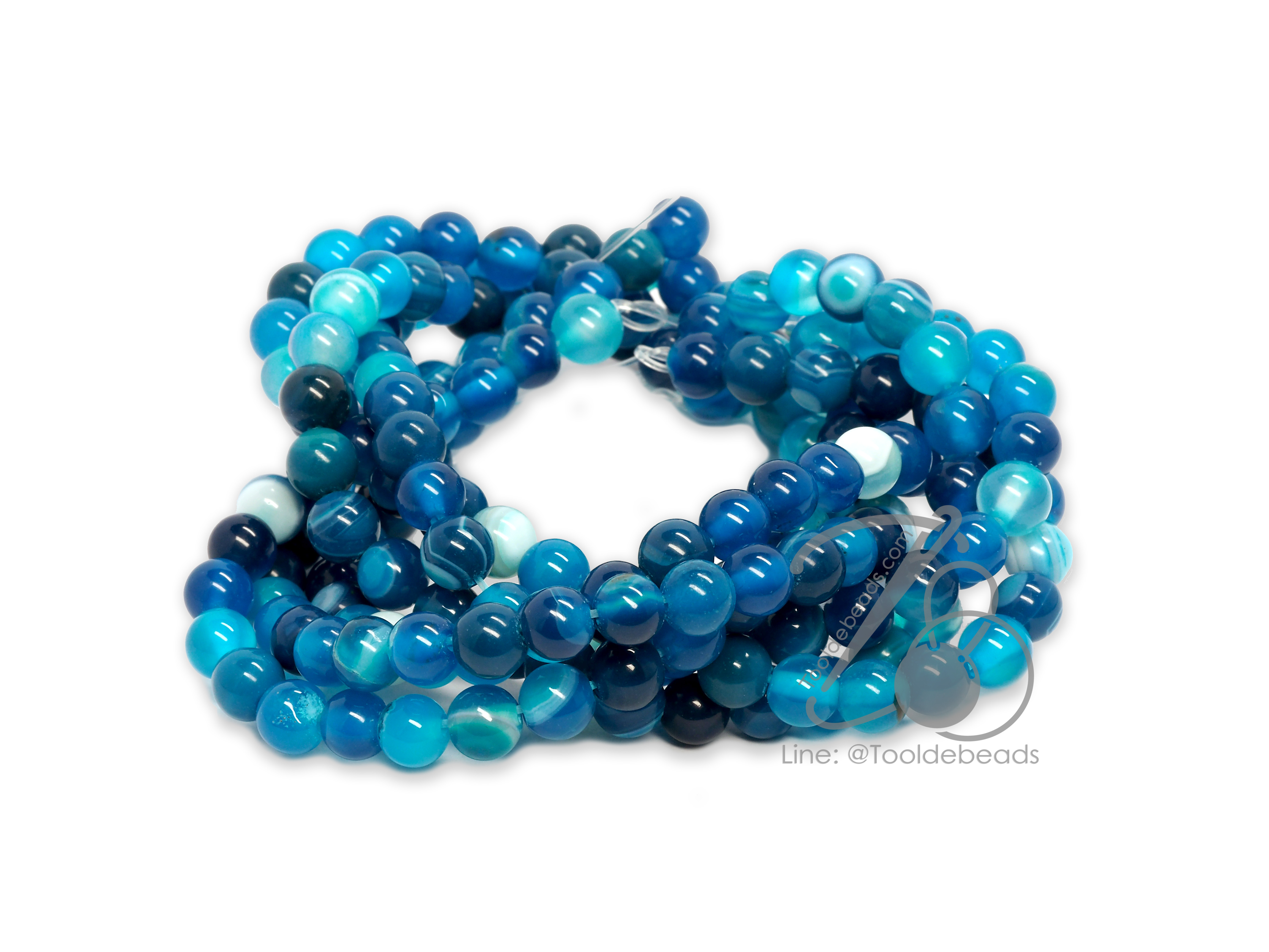 หิน Blue Agate 6มม. (60 เม็ด) SKU-00976