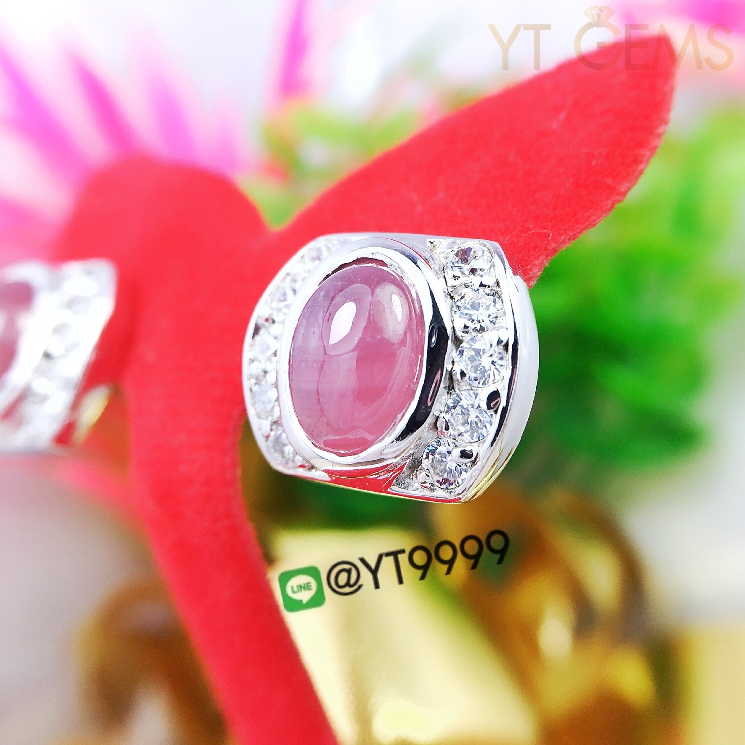 ต่างหูเงินแท้92.5% ชุบทองคำขาว ต่างหูทับทิม พลอยทับทิม ประดับเพชรSwiss YTG-3217 YTGEMS