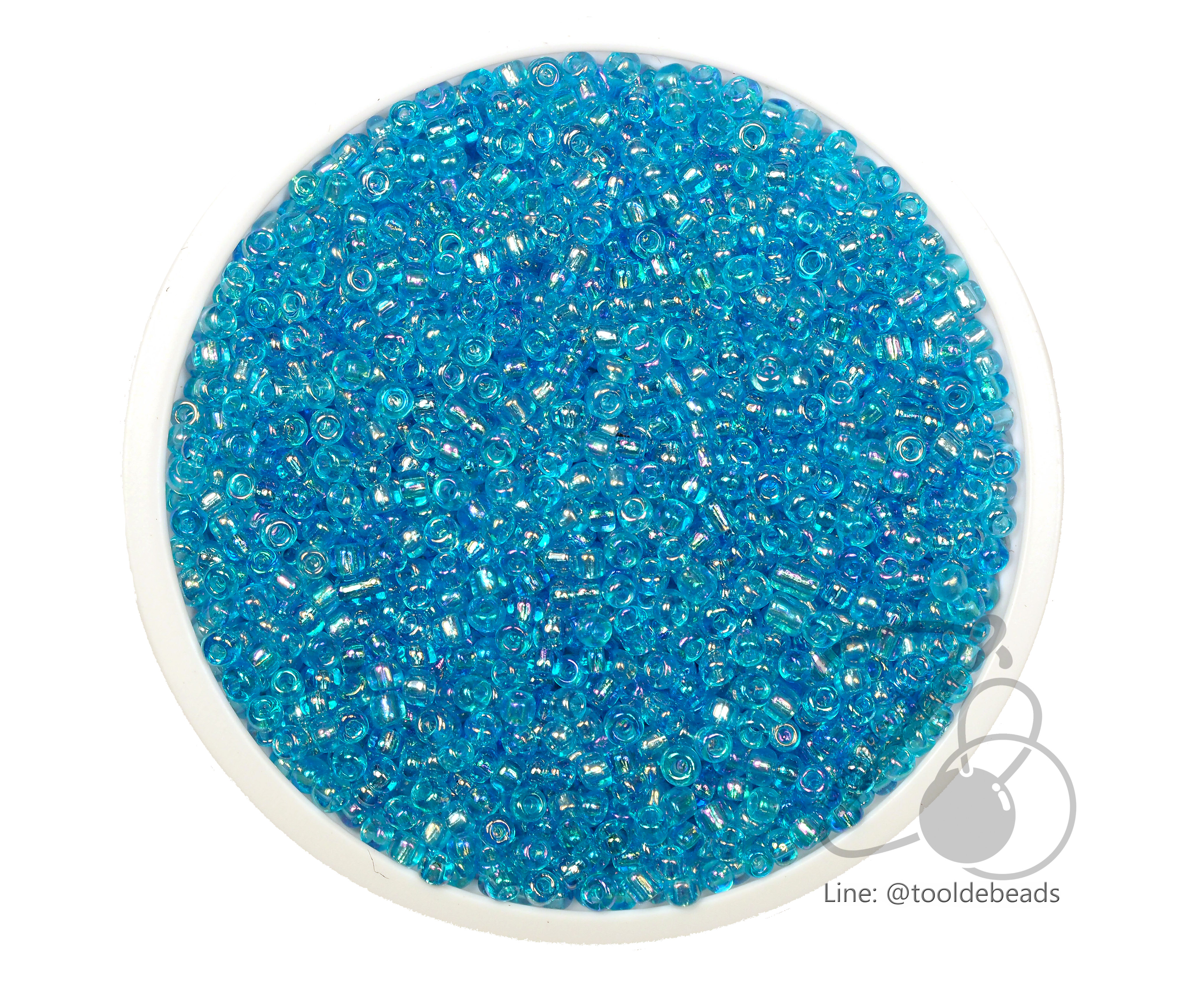 ลูกปัดเม็ดทราย 12/0 โทนรุ้ง สีฟ้า (15 กรัม) SKU-04137