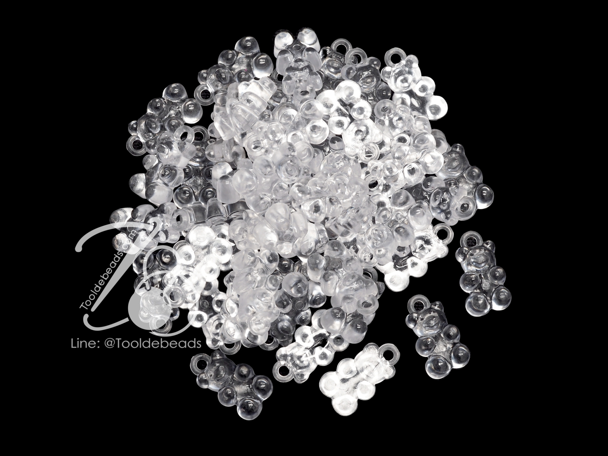 จี้อะคริลิค 12*21มม. ลายหมีเยลลี่ สีใส (100 กรัม) SKU-09523