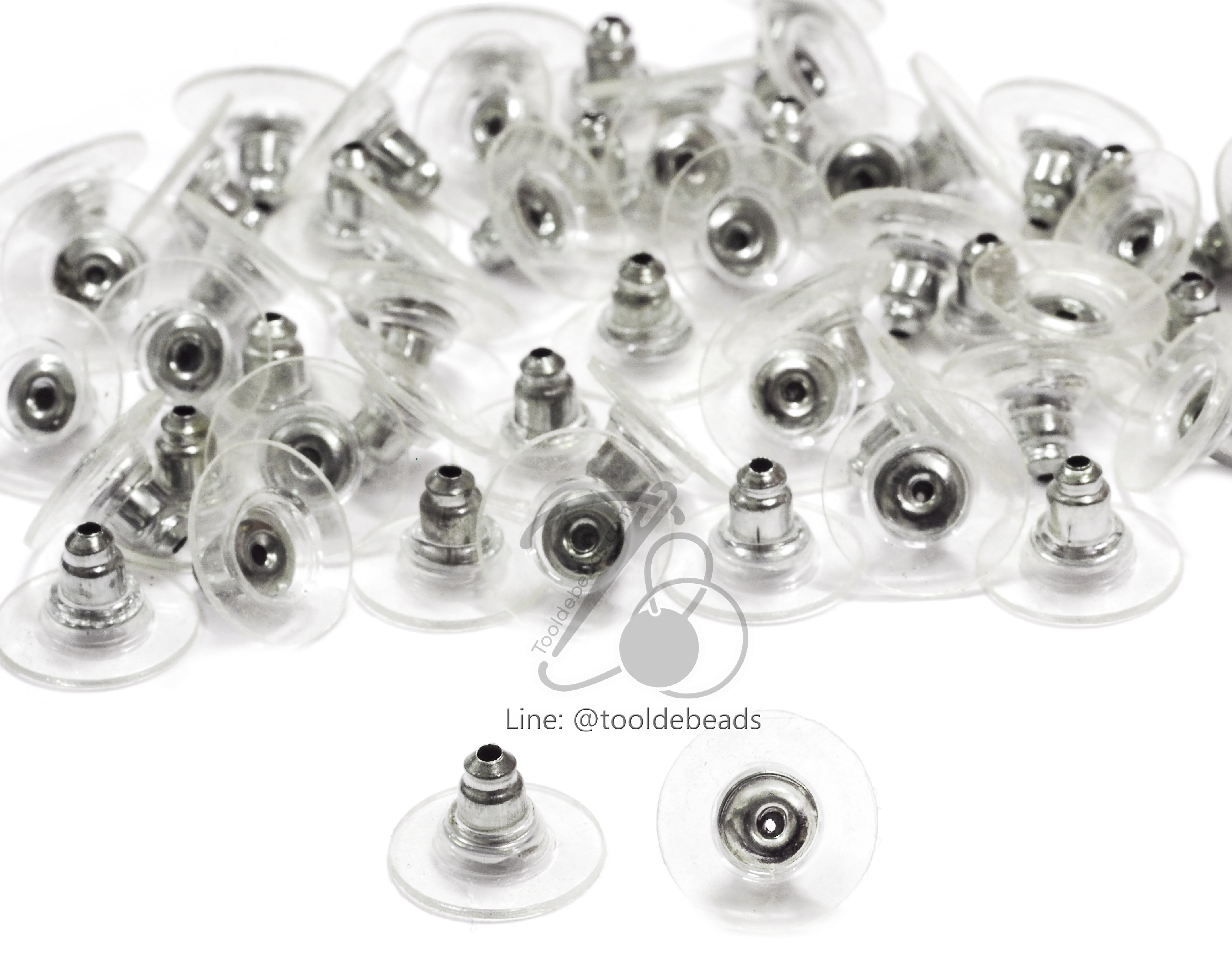 แป้นต่างหู ฐานแบน 12มม. สีนิกเกิ้ล (40 ชิ้น) SKU-00262