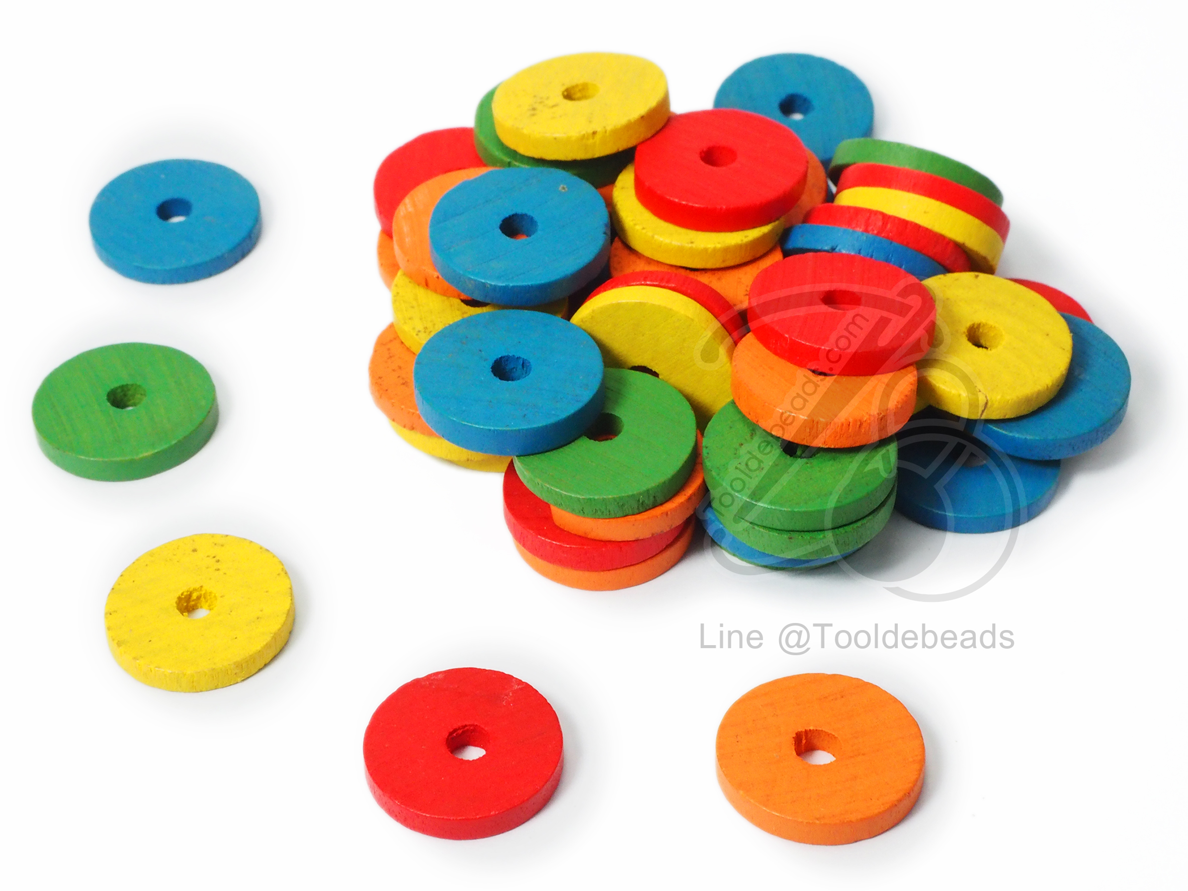 ลูกปัดไม้ 4*19มม. ทรงเขียง คละสี (500 กรัม) SKU-03715