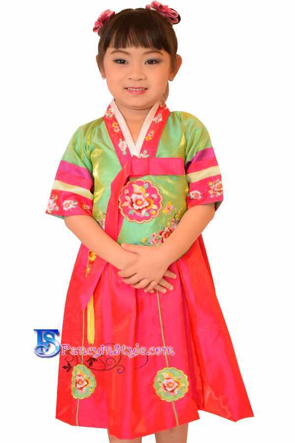 Korea costume ชุดฮันบกสีเขียว-ชมพู