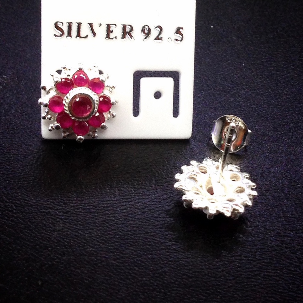 ต่างหูเงินแท้92.5% ต่างหูทับทิม พลอยทับทิมชาตั้ม YTG-3739 YTGEMS